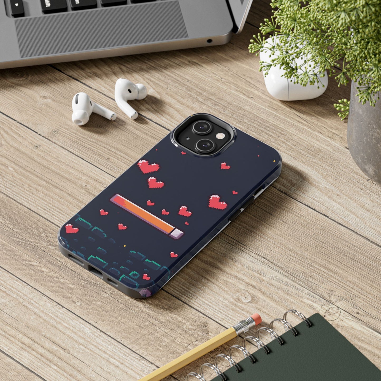 Pixel Heart Tough Phone Case - Retro Gamer Style for Valentine's Day