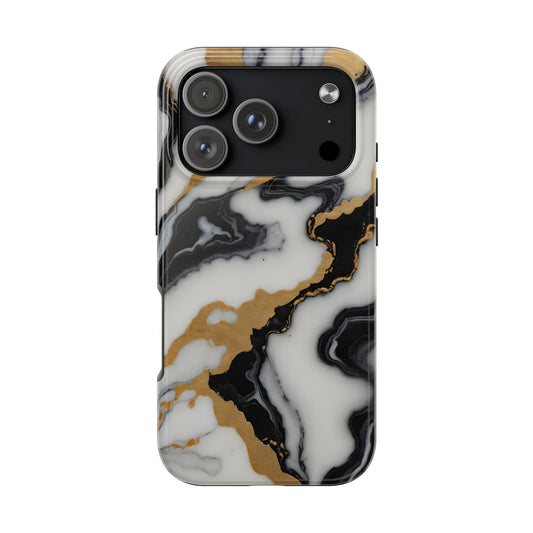 Elegant Gold Marble Tough Phone Case - Stylish Protection for Your iPhone