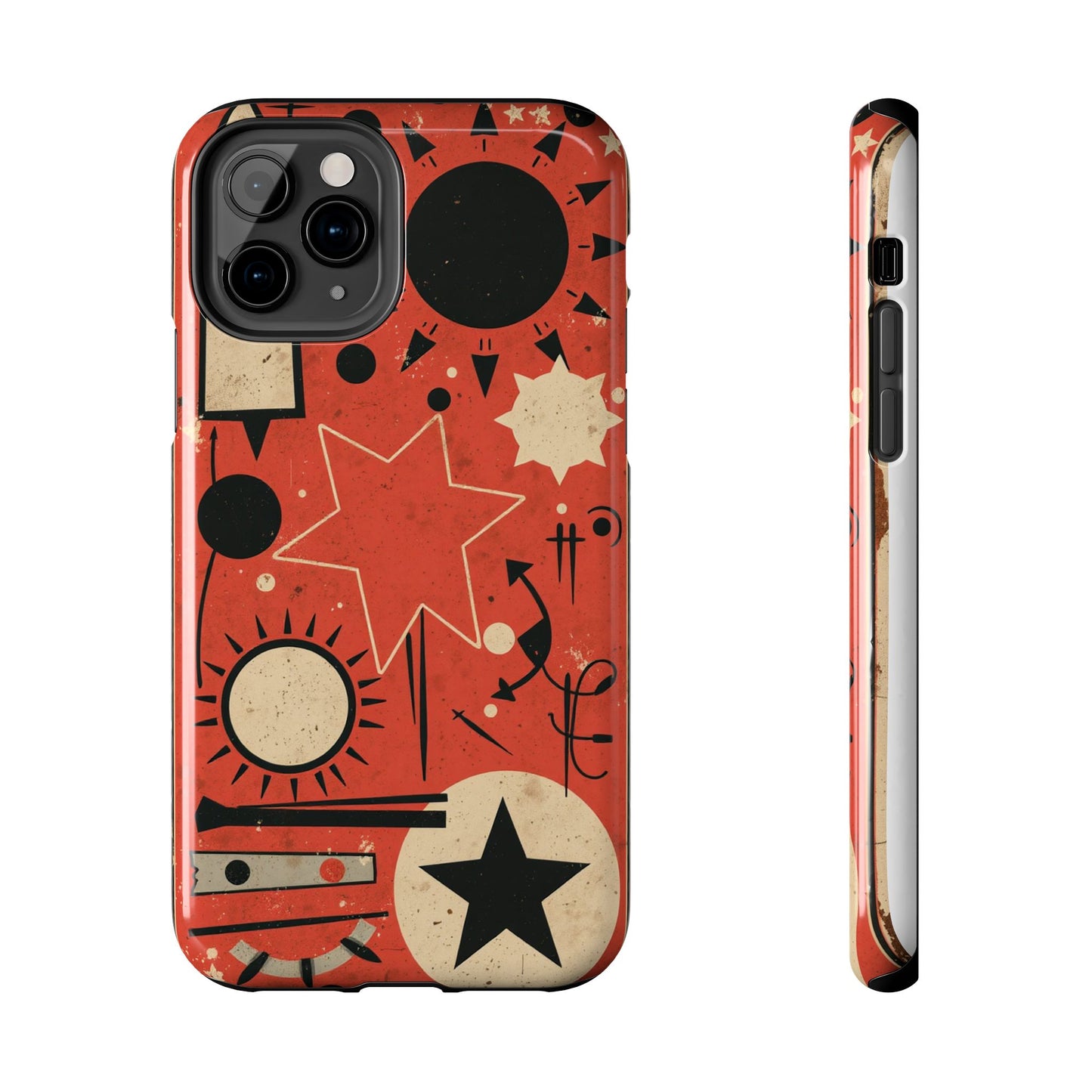 Retro Bold Tough Phone Case - Unique Geometric Design - for iPhone