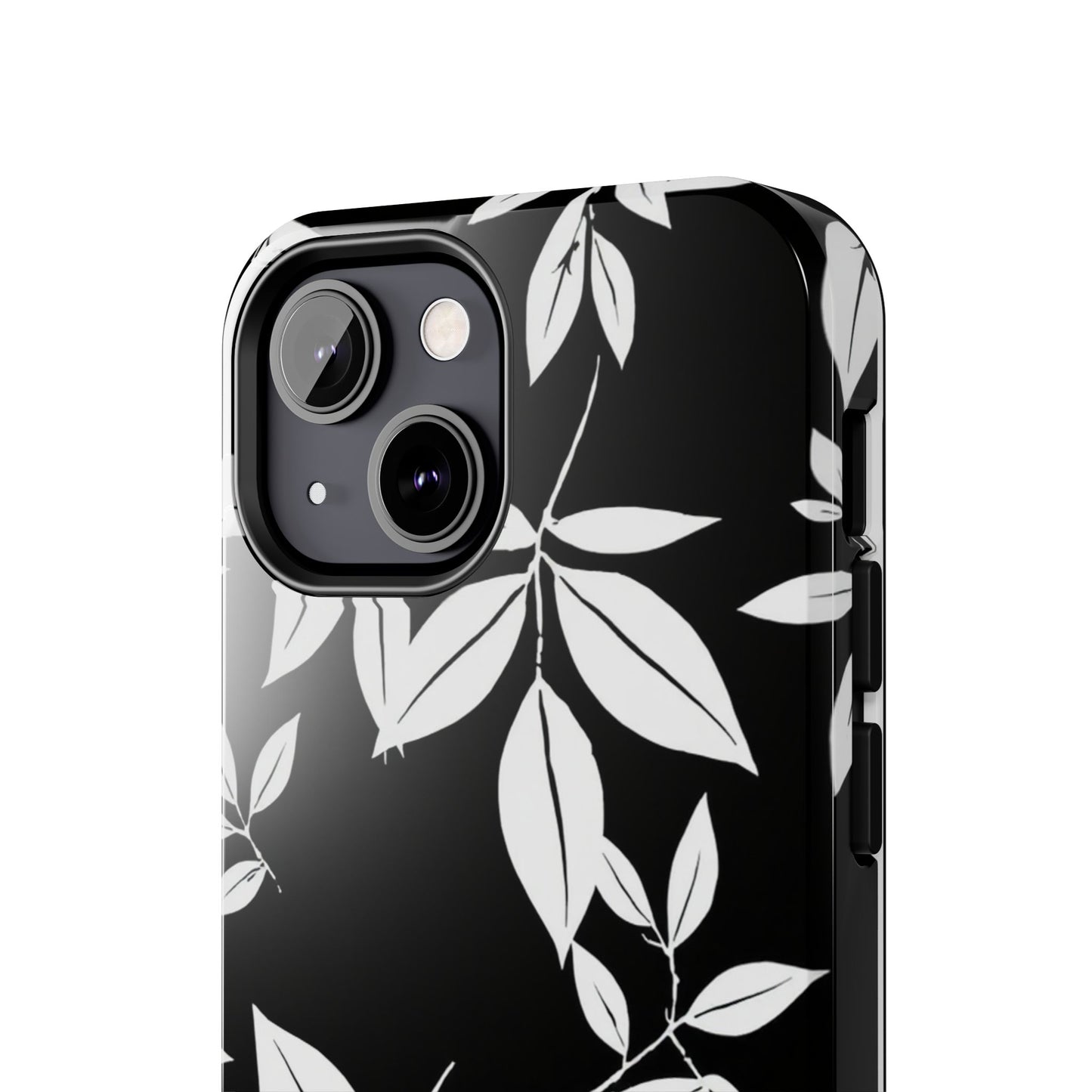 Chic Floral Tough Phone Case - Elegant Black & White Design for Stylish Protection