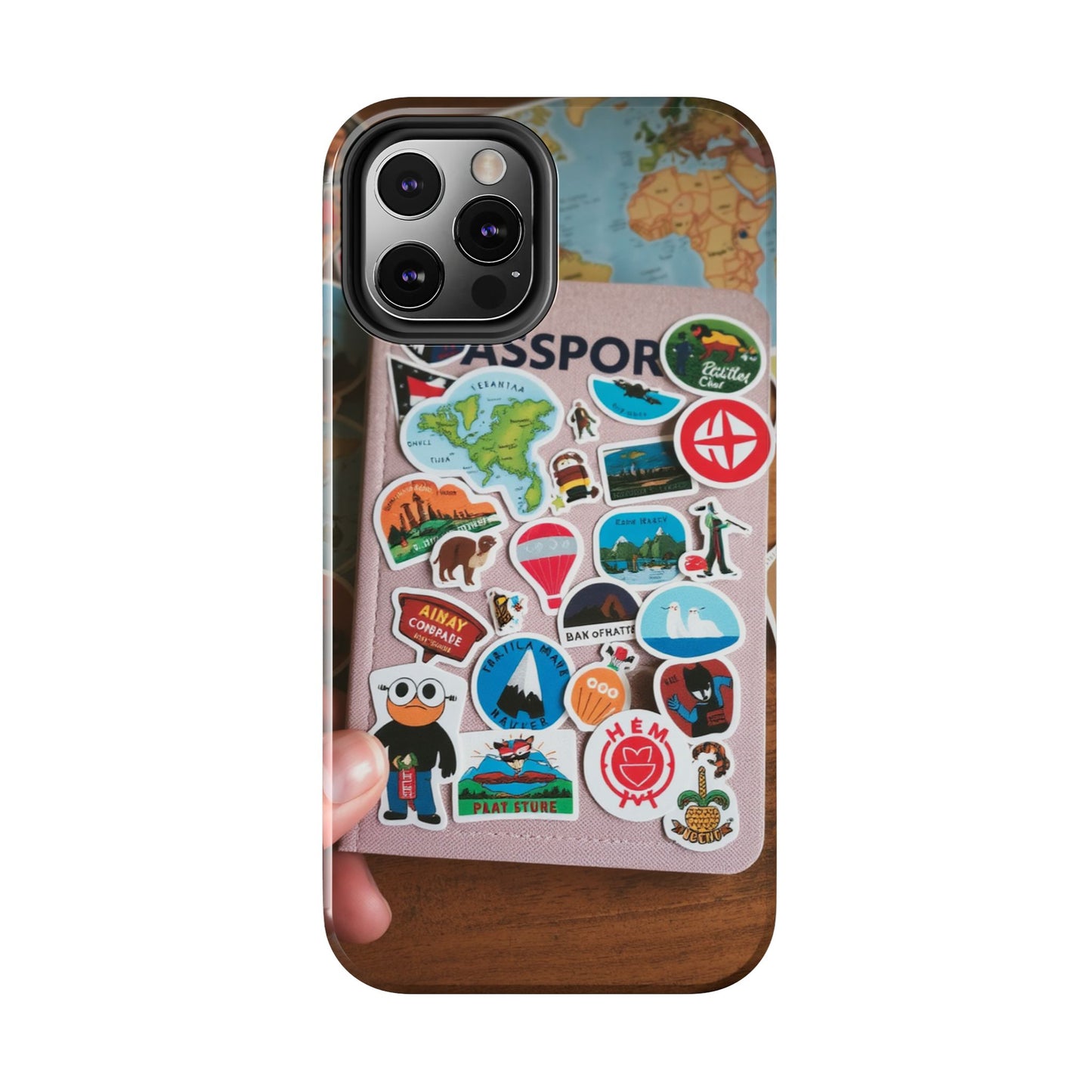 Adventure Stickers Phone Case - Tough Protection for Travel Lovers