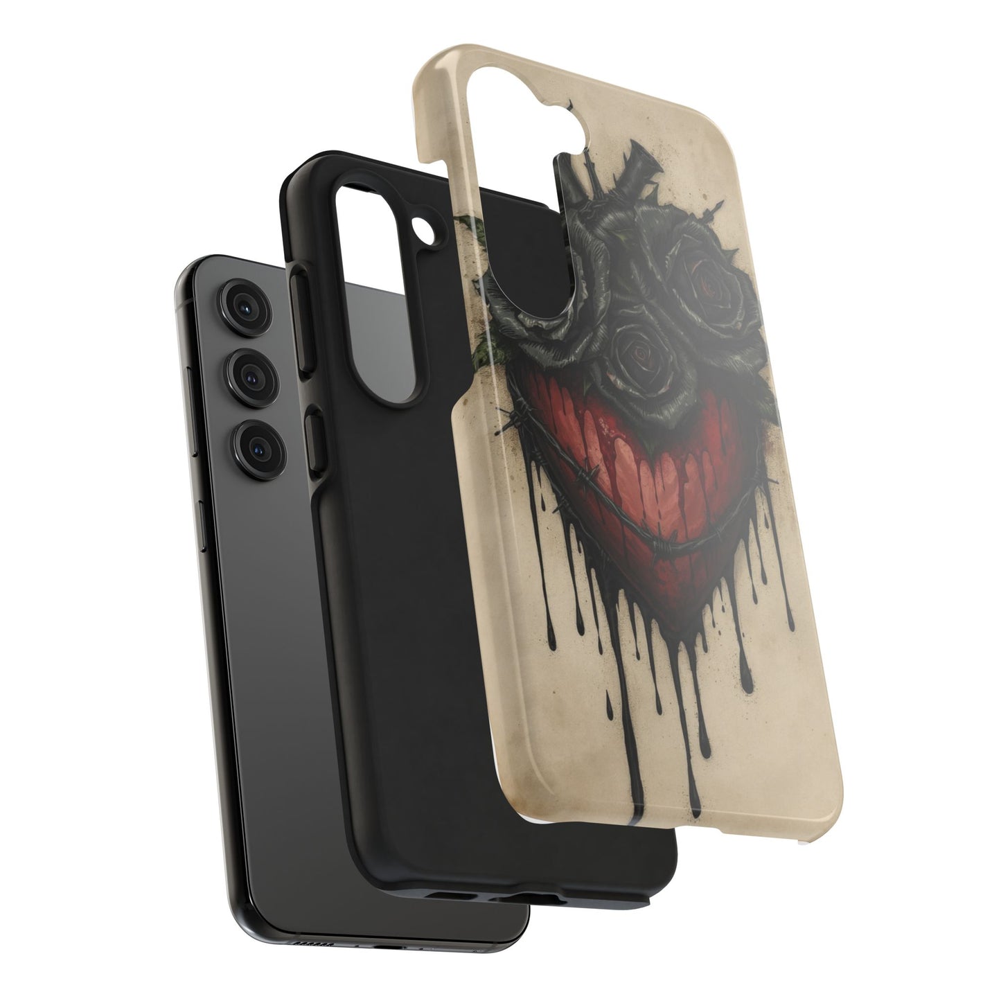 Gothic Heart Phone Case with Roses - Tough & Durable Design