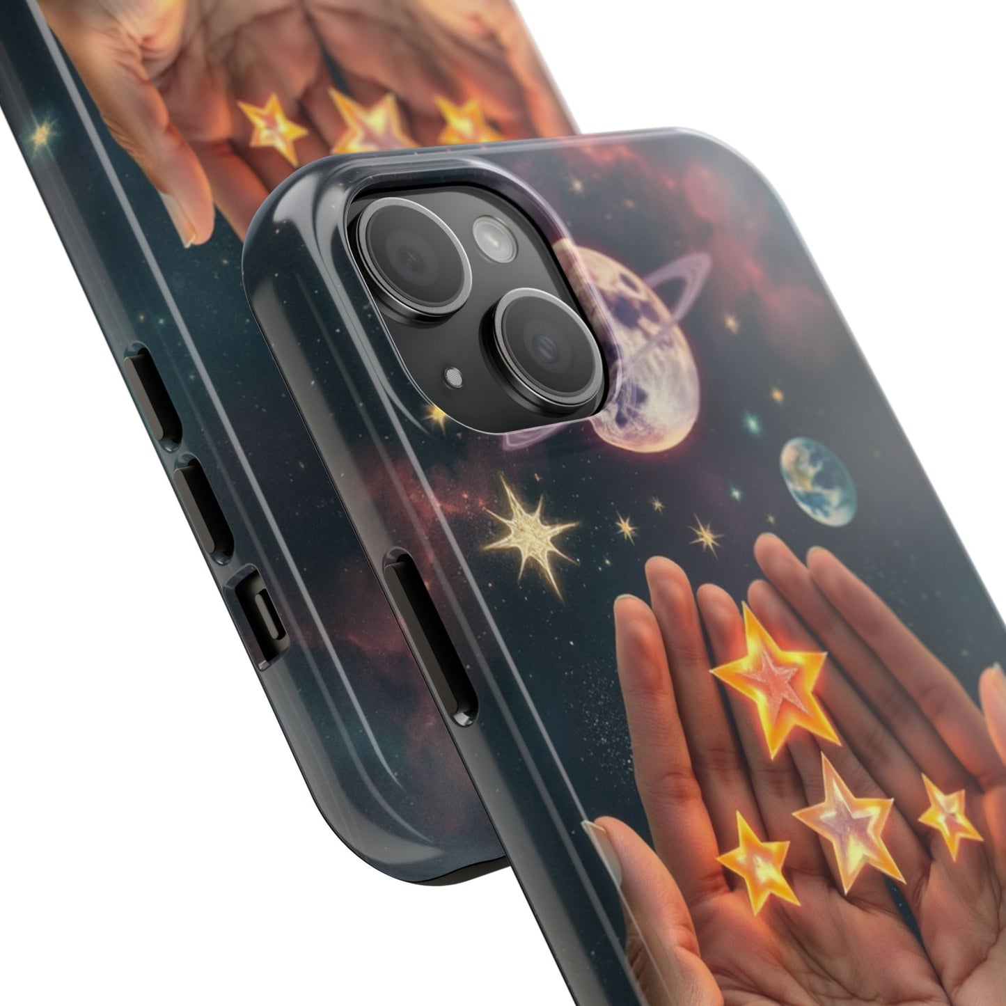 Galaxy Hands Tough Phone Case - Celestial Design for Star Lovers