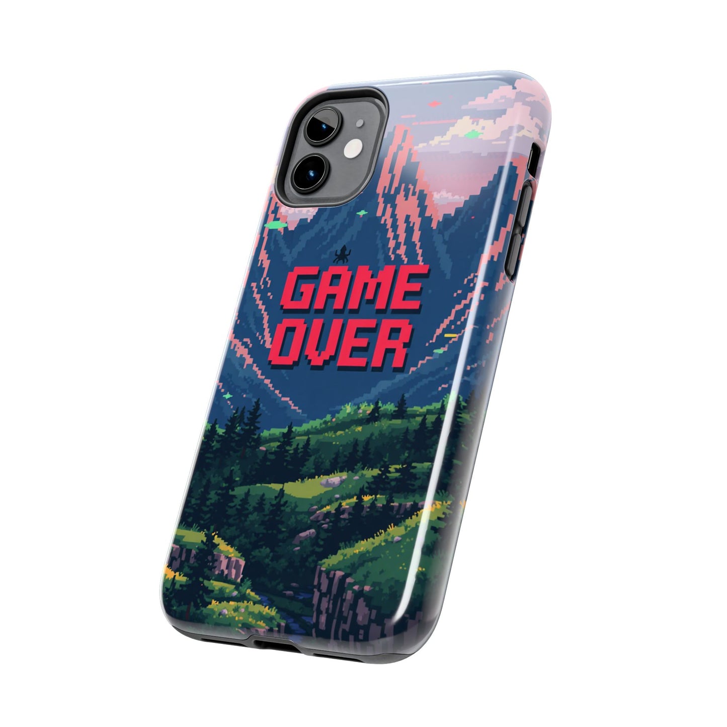Pixel Art Tough Phone Case - 'Game Over' Design for Gamers
