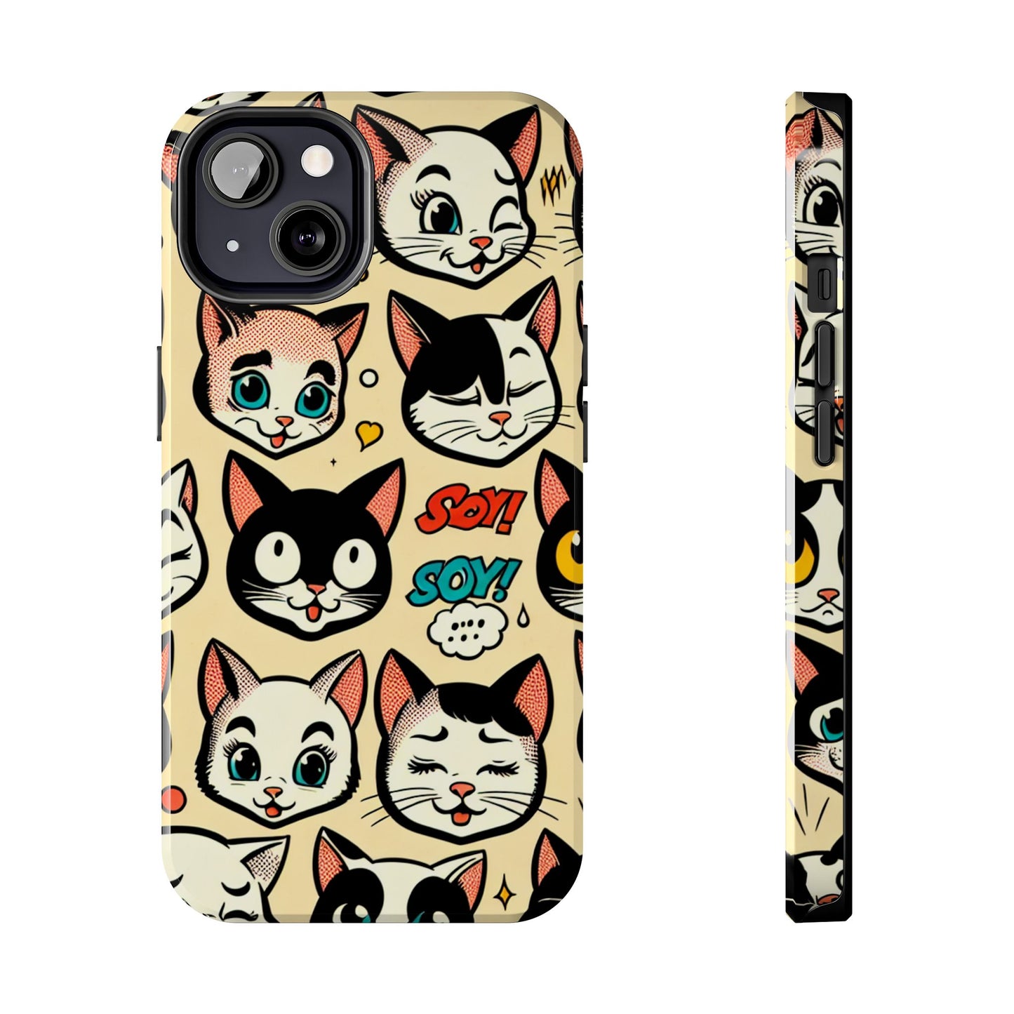 Playful Cat-Themed Tough Phone Case - Pet Pattern - for iPhone