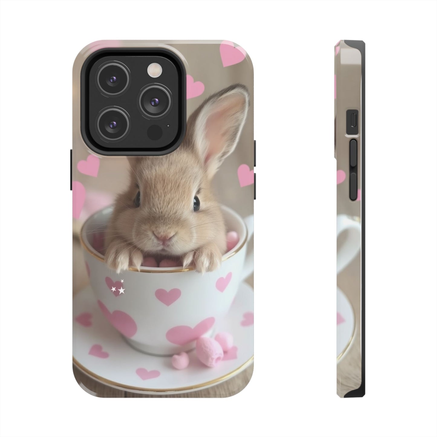 Adorable Bunny Phone Case with Heart Design - Cute Gift for Animal Lovers