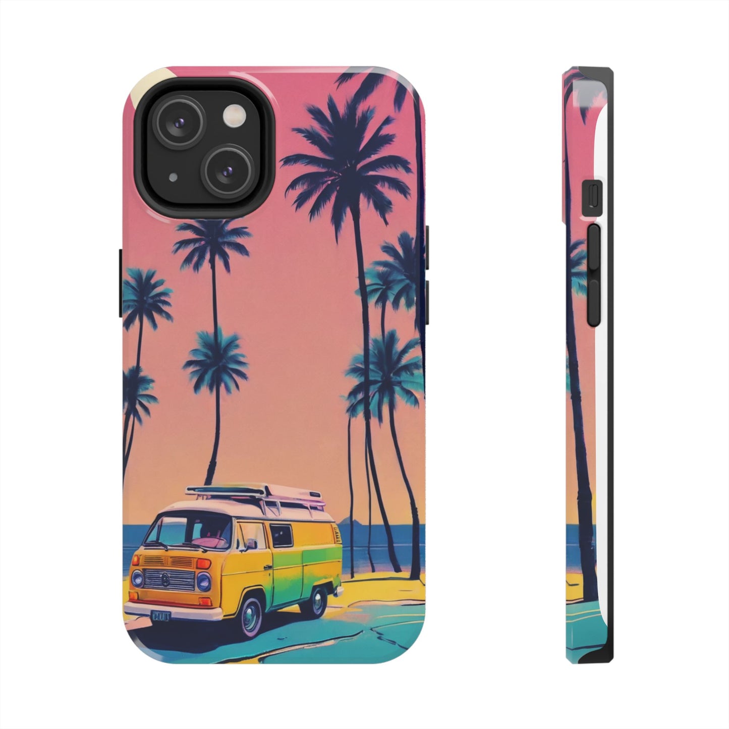 Tropical Beach Vibe Tough Phone Case - Vintage Van Design - for iPhone