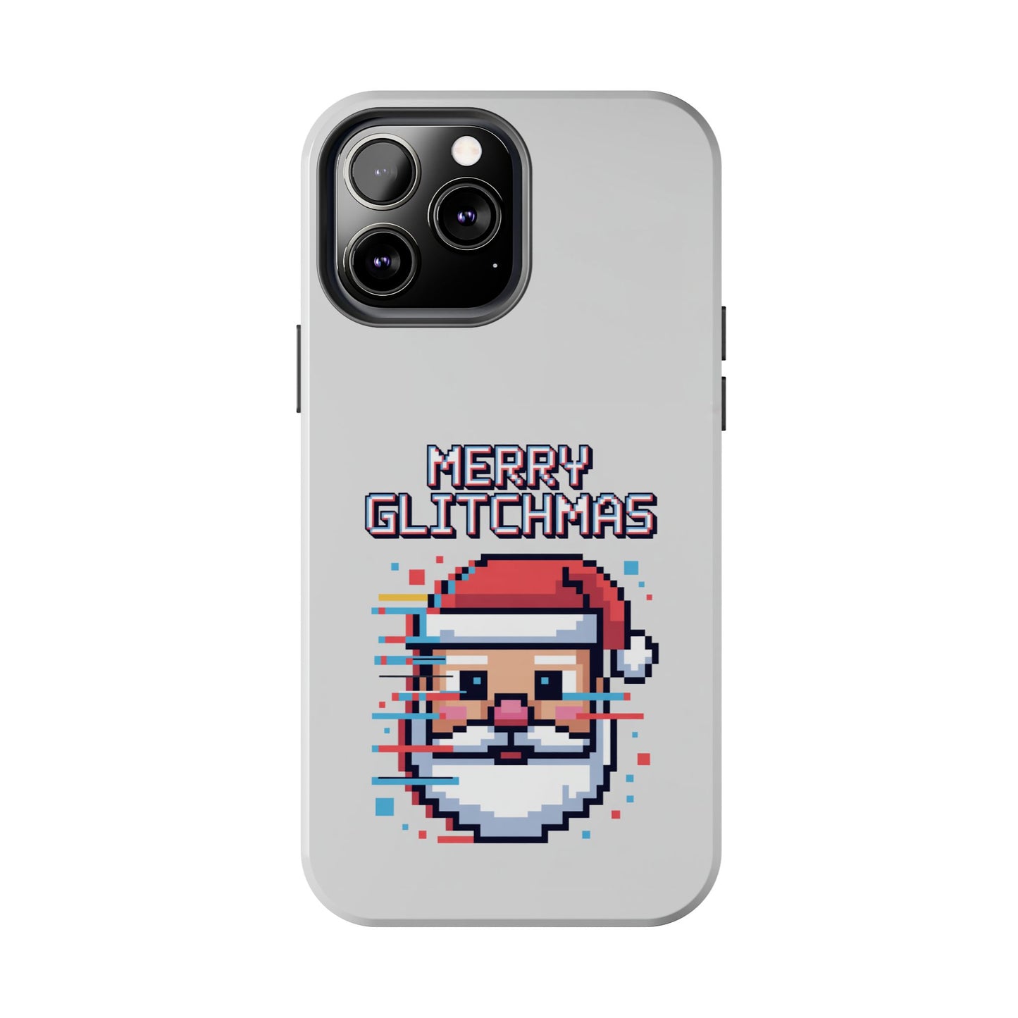 Merry Glitchmas Phone Case - Christmas Pixel Art Design for iPhone