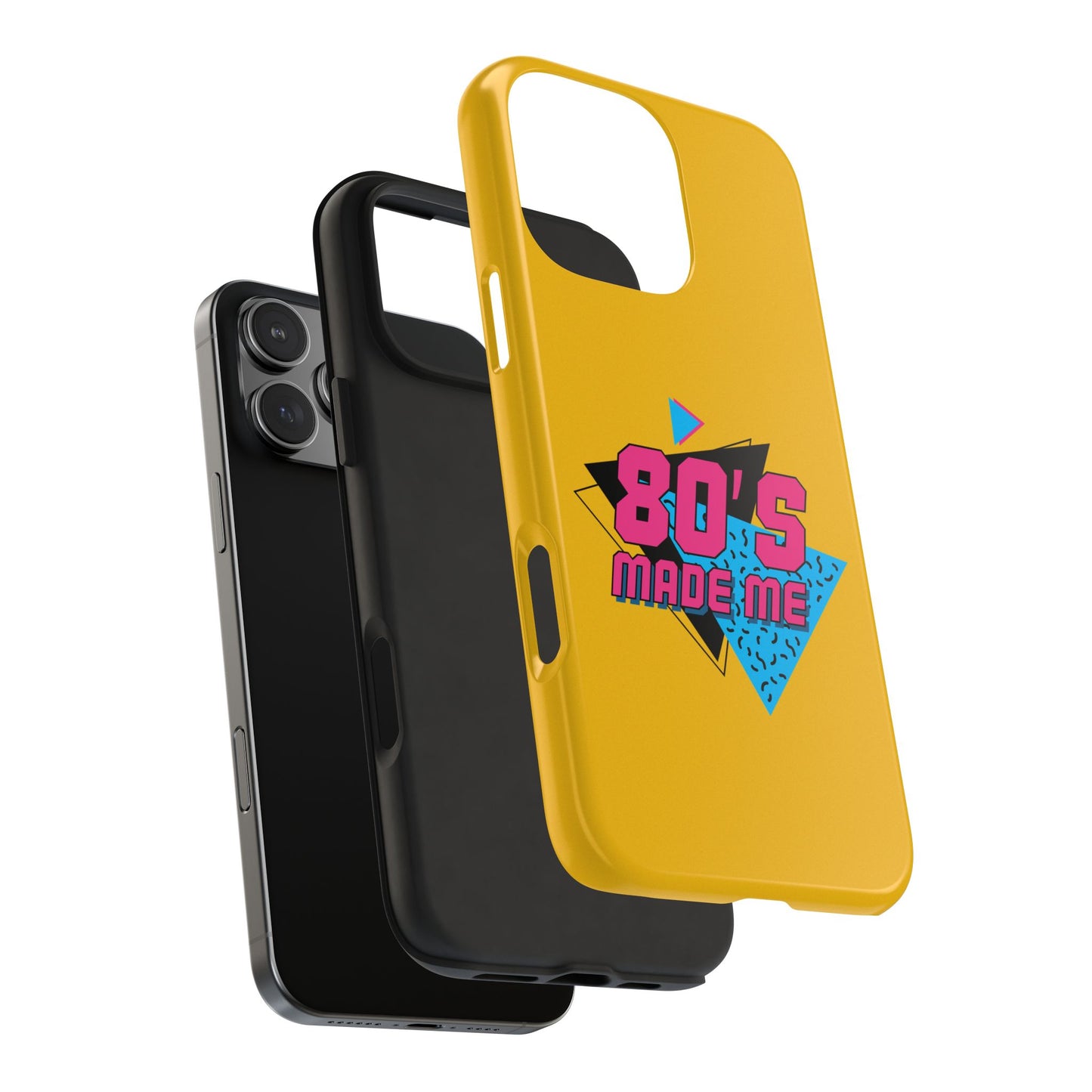 80's Made Me Tough Phone Case - Retro Yellow Silicone Cover - for iPhone