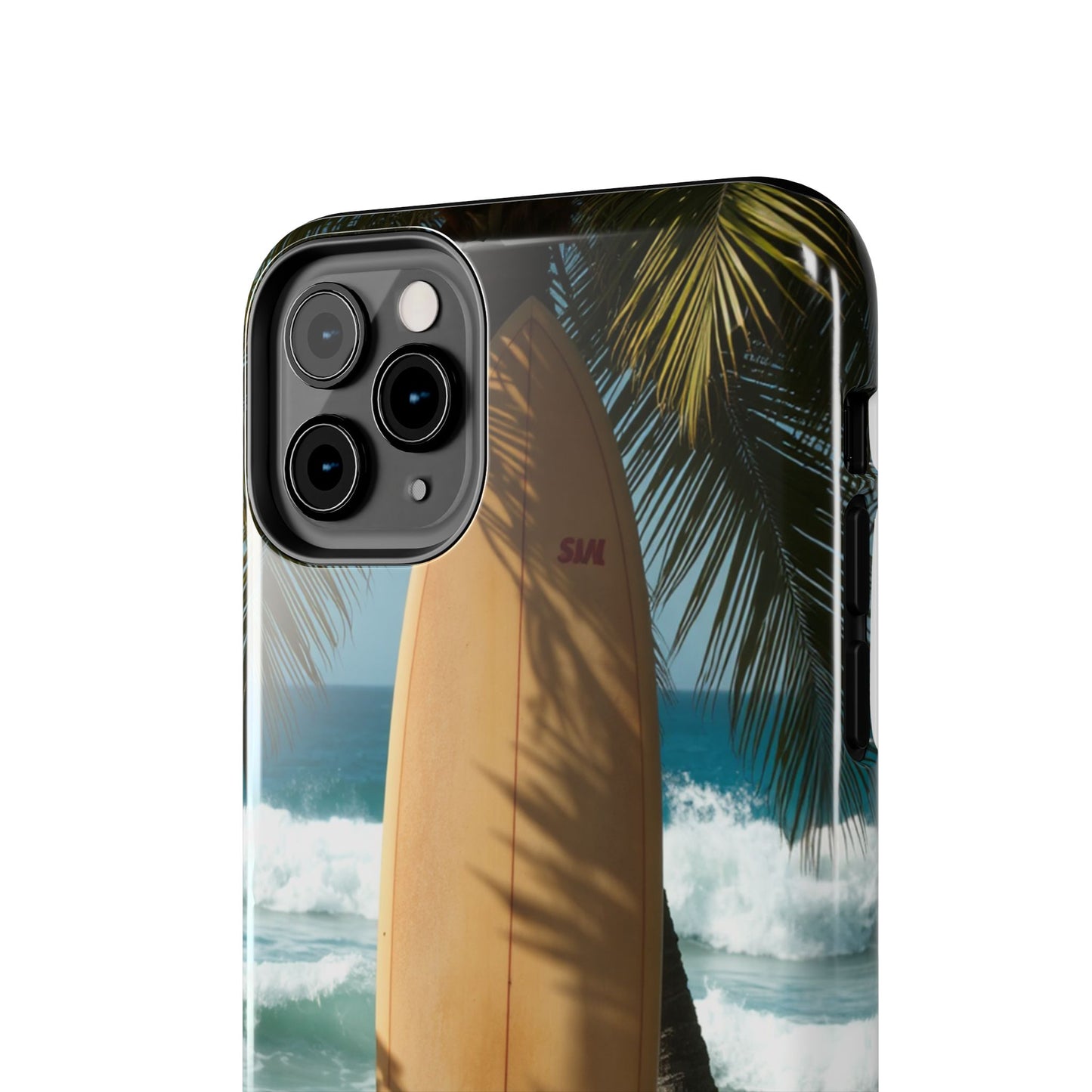 Tough Surfing Phone Case - Beach Vibes with Palm Trees & Surfboard