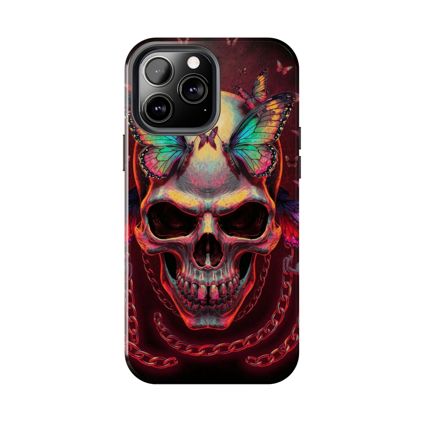 Gothic Skull Phone Case with Butterflies - Durable Tough Phone Case
