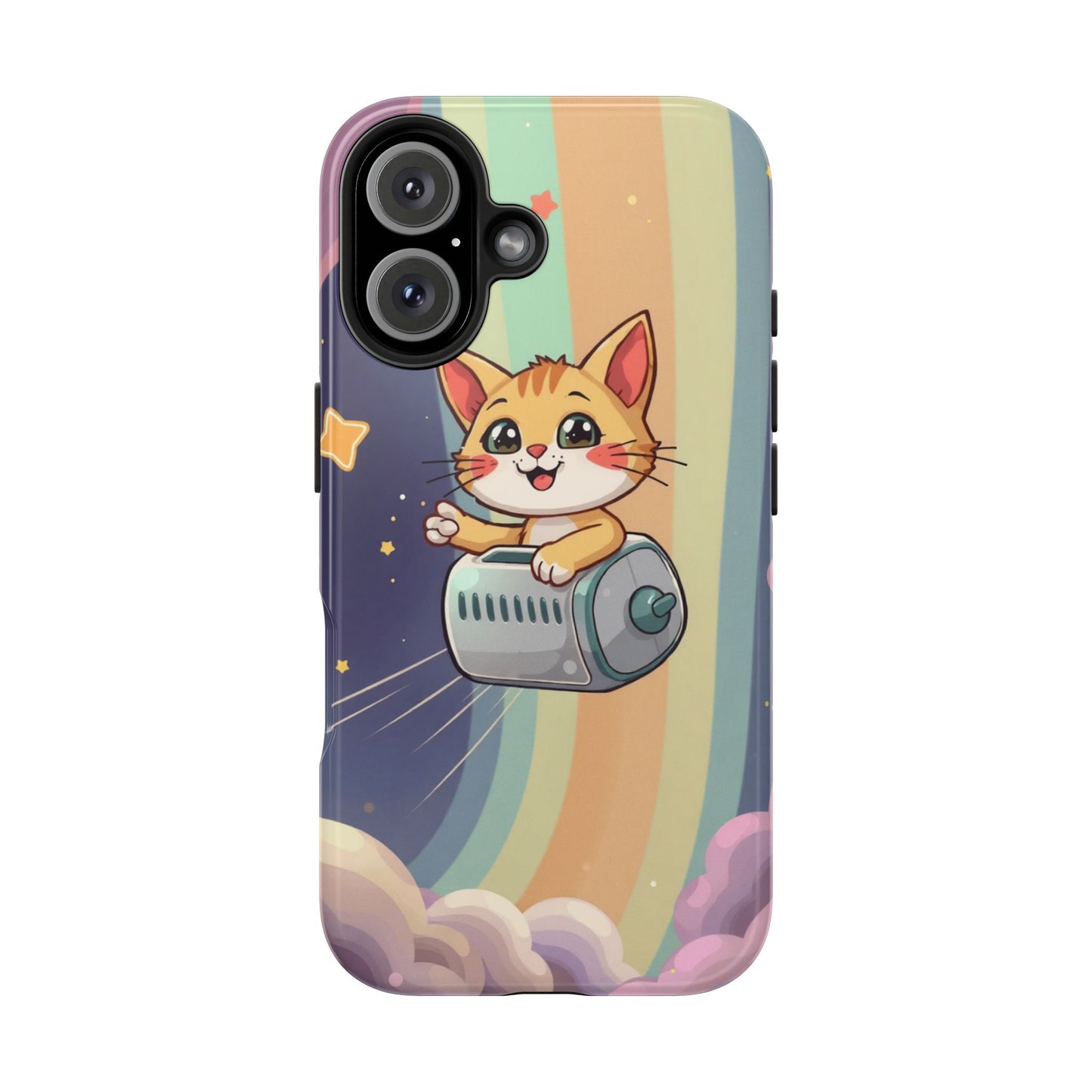 Cute Cat Rocket Phone Case - Vibrant and Playful Tough Case