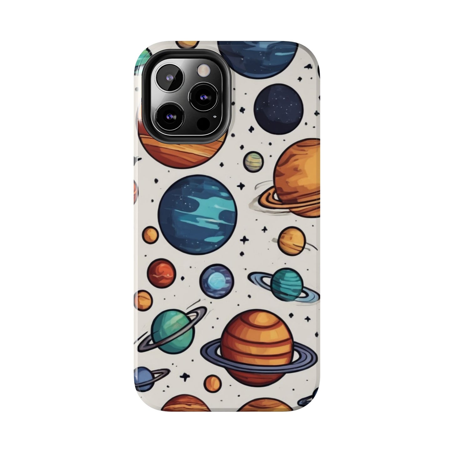 Cosmic Galaxy Tough Phone Case - Planetary Cartoon Design - for iPhone
