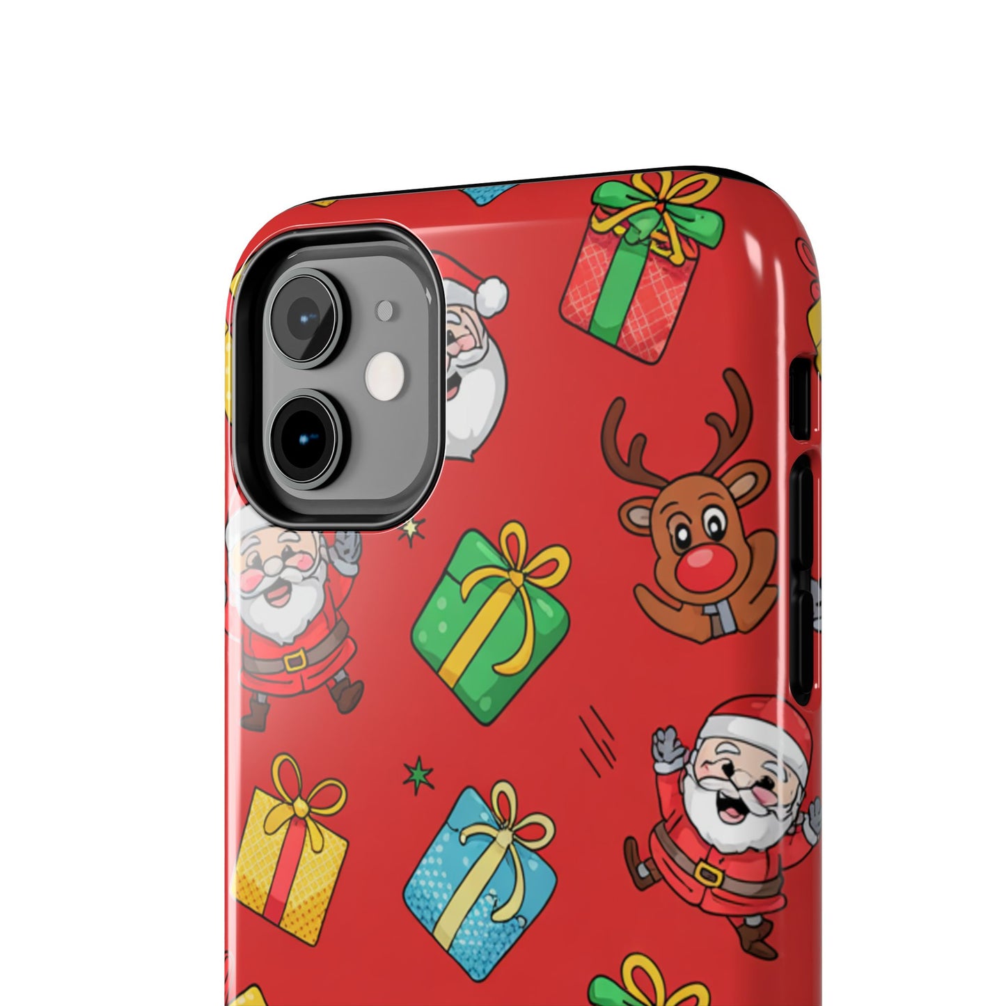 Festive Santa and Reindeer Tough Phone Case - Christmas Holiday Design