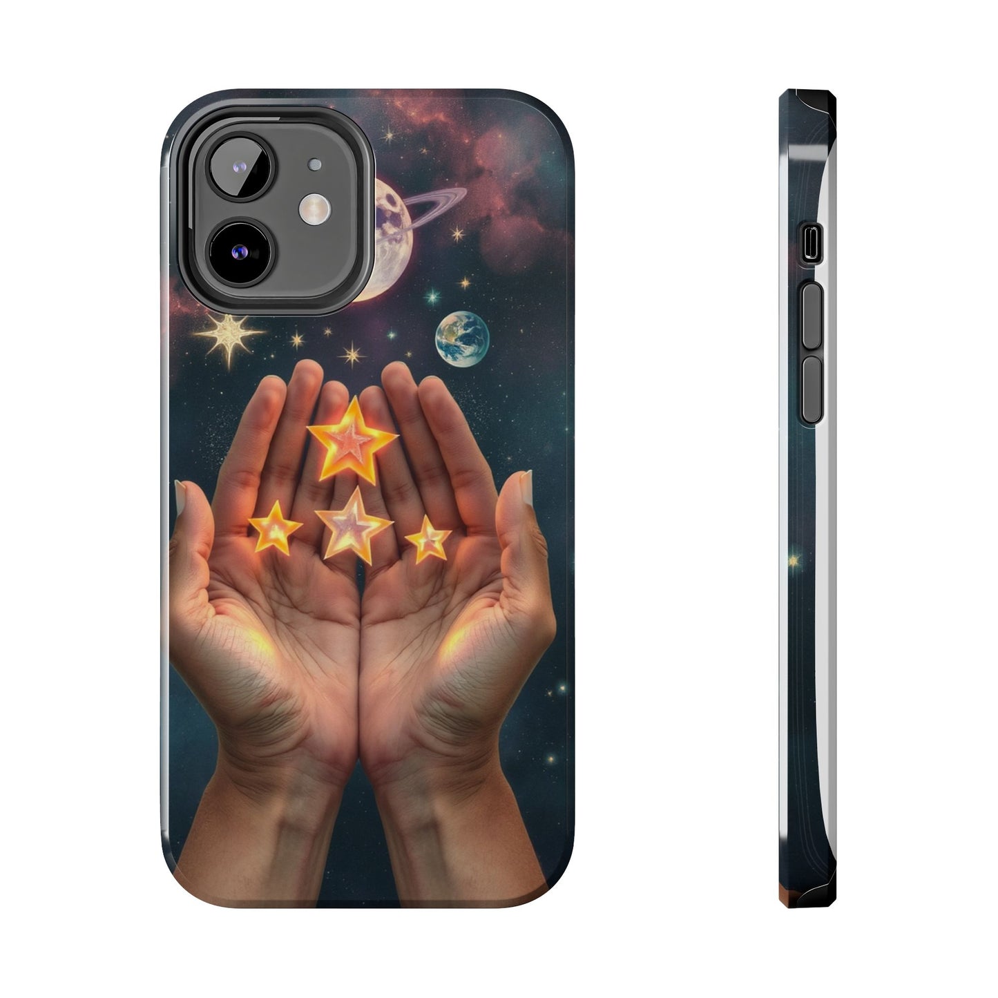 Galaxy Hands Tough Phone Case - Celestial Design for Star Lovers