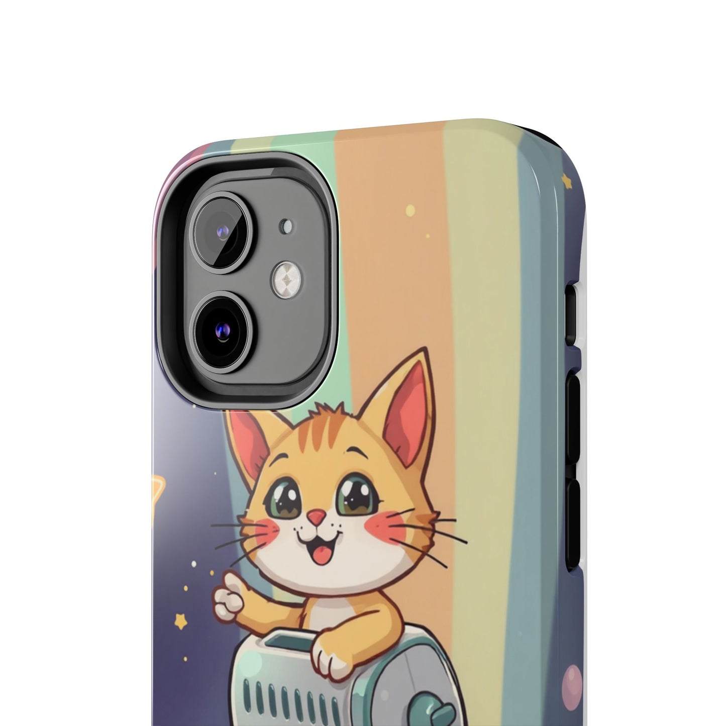 Cute Cat Rocket Phone Case - Vibrant and Playful Tough Case