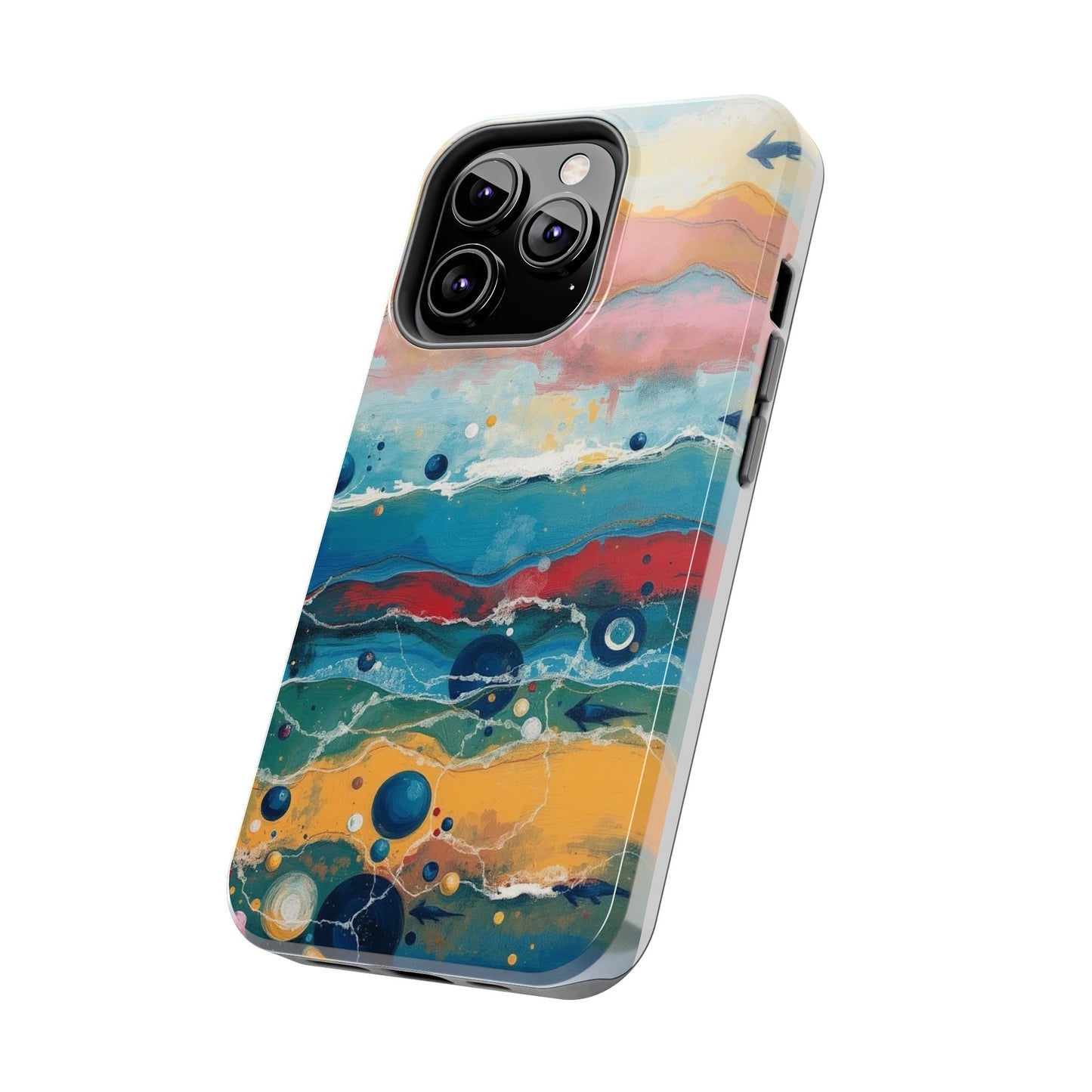 Artistic Tough Phone Case - Vibrant Waves Design for Unique Style