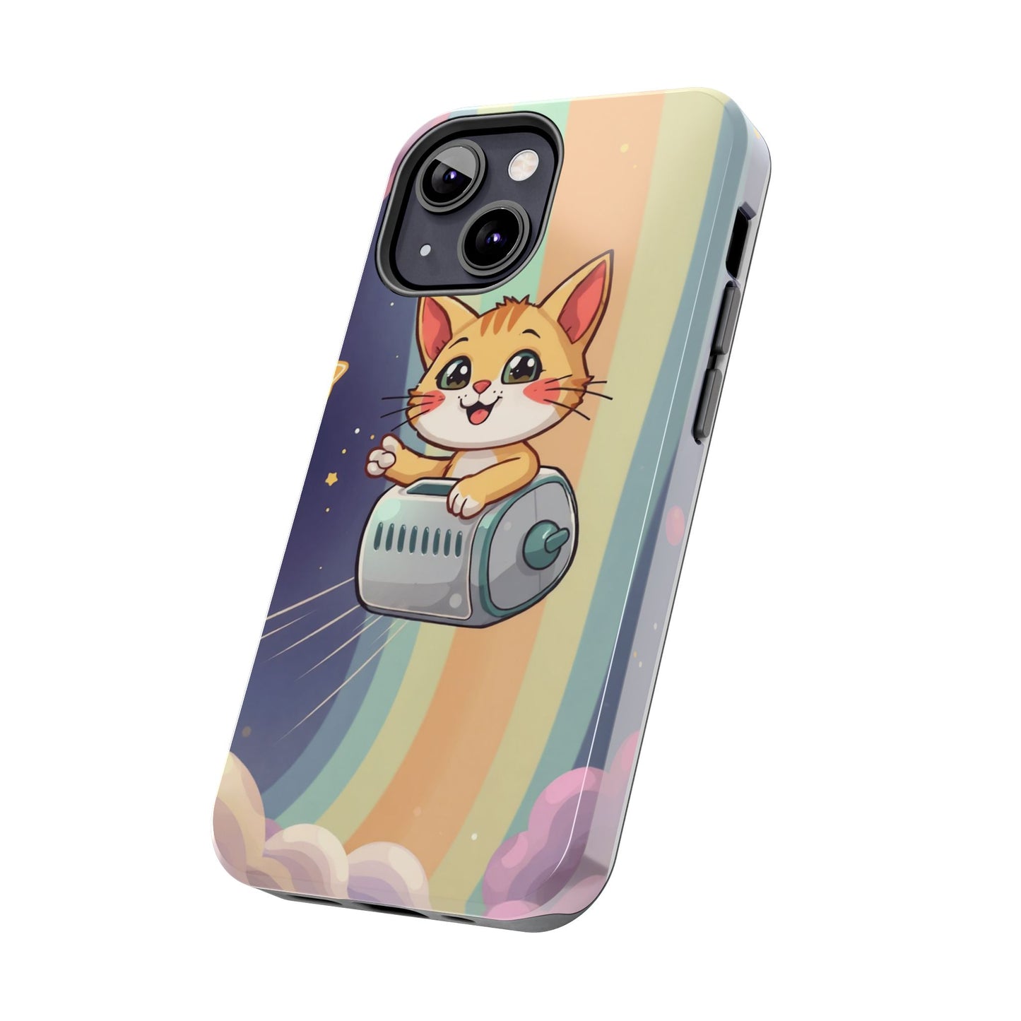 Cute Cat Rocket Phone Case - Vibrant and Playful Tough Case