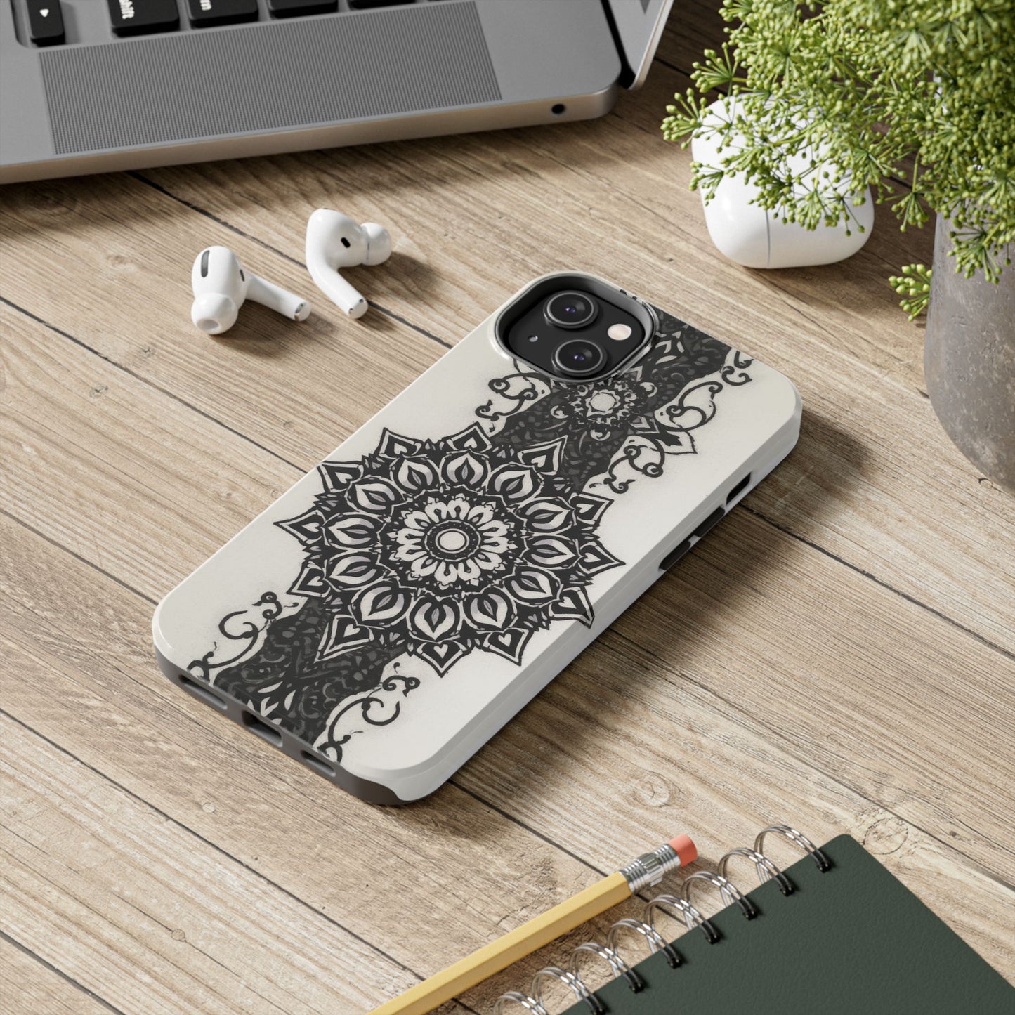 Stylish Tough Phone Cases with Dark Mandala Design - Durable and Unique Protection - for iPhone