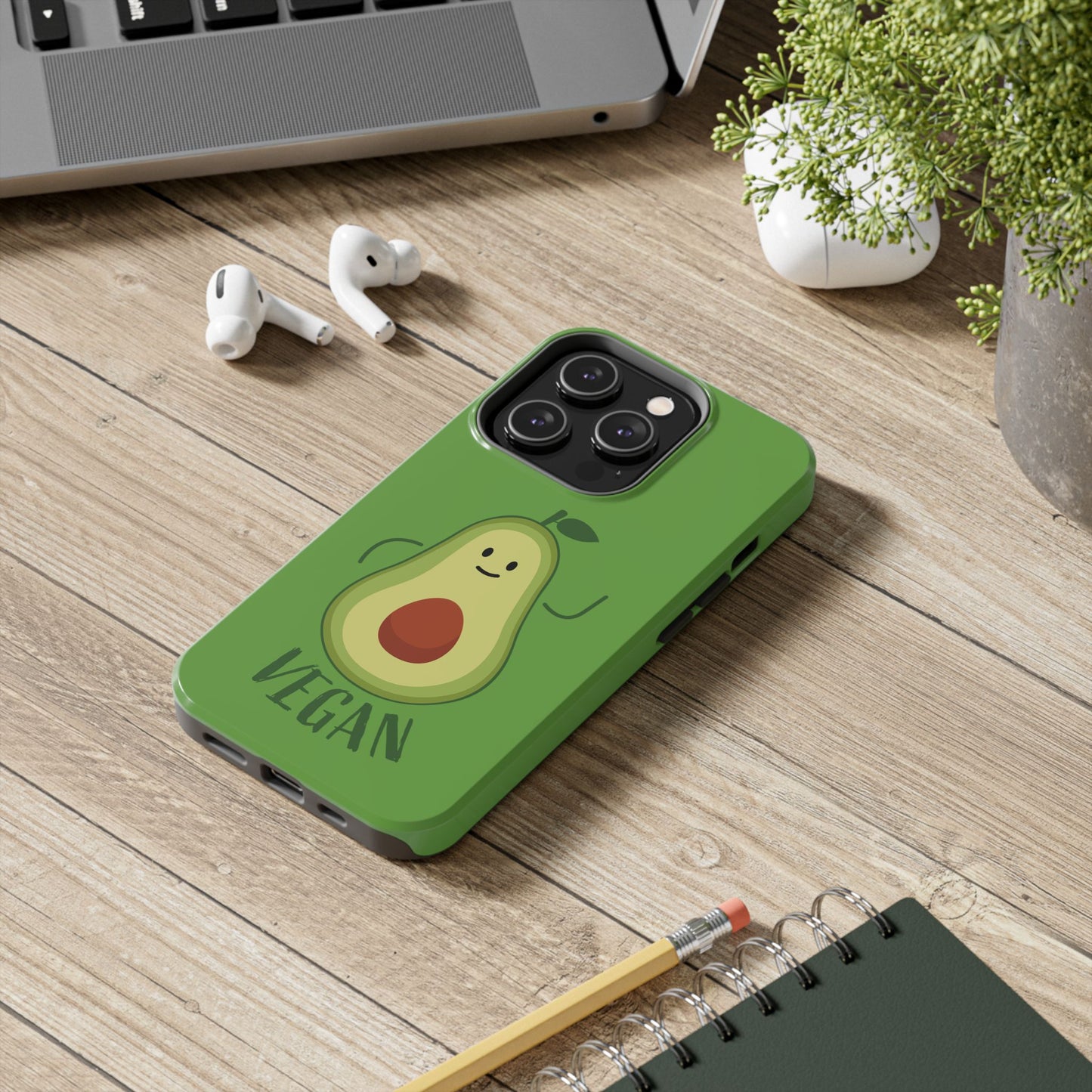 Vegan Avocado Tough Phone Case - Cute & Durable Phone Cover - for iPhone
