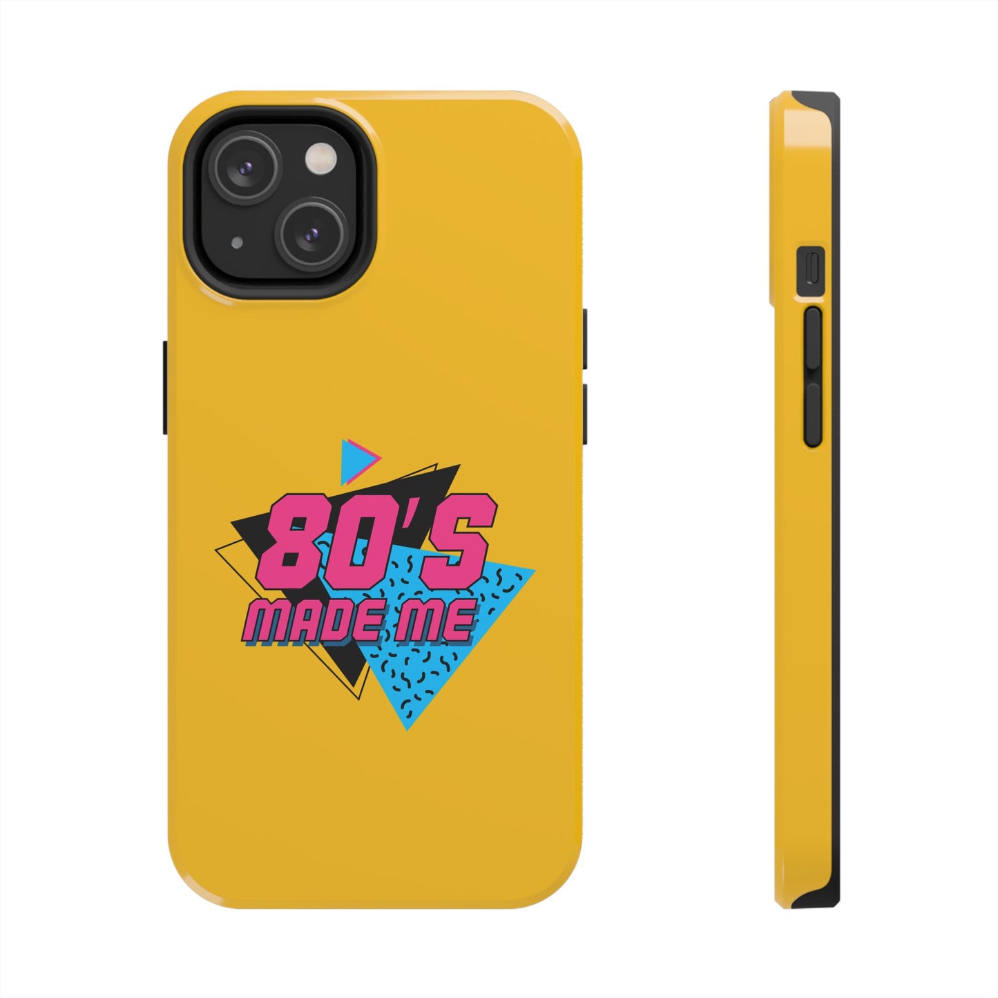 80's Made Me Tough Phone Case - Retro Yellow Silicone Cover - for iPhone