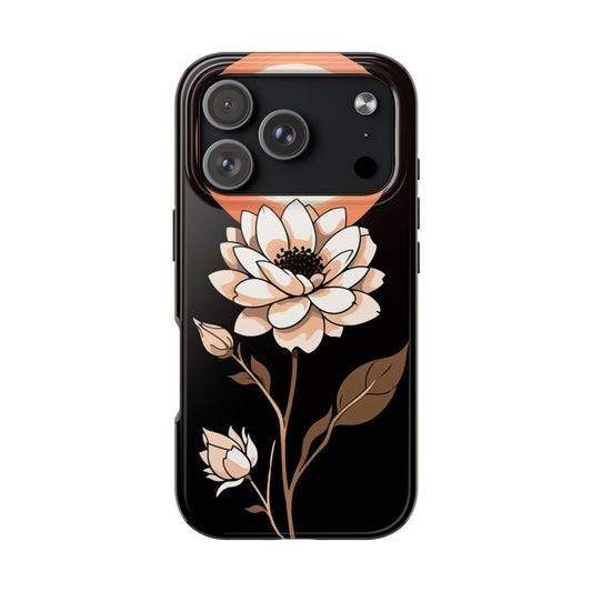 Elegant Contrast Floral Tough Phone Case - Stylish Protection for Your Device - for iPhone