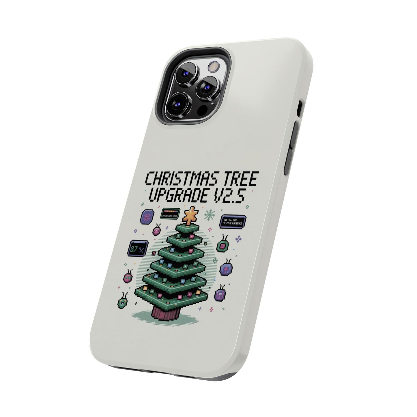 Christmas Tree Upgrade Tough iPhone Case - Pixel Art Design
