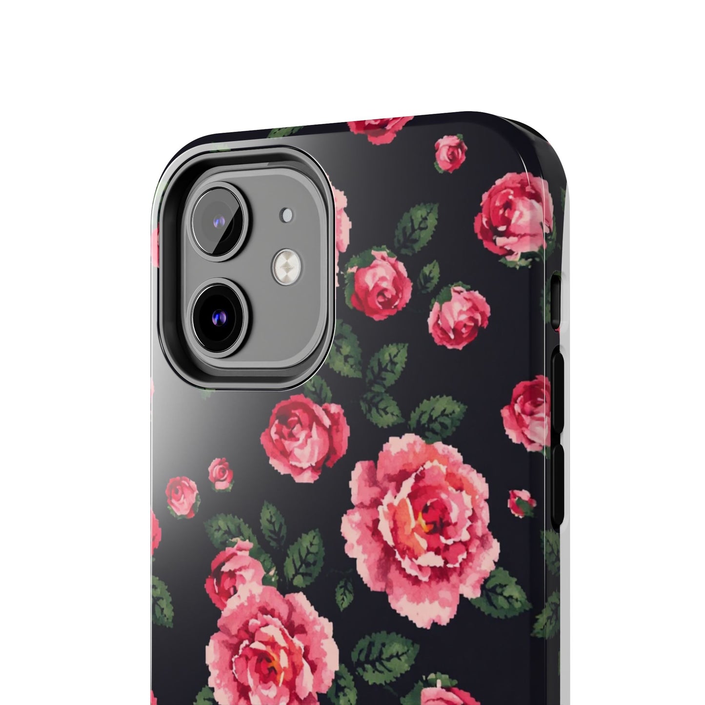 Pixelated Floral Tough Phone Case - Elegant Rose Design for Protection & Style - for iPhone
