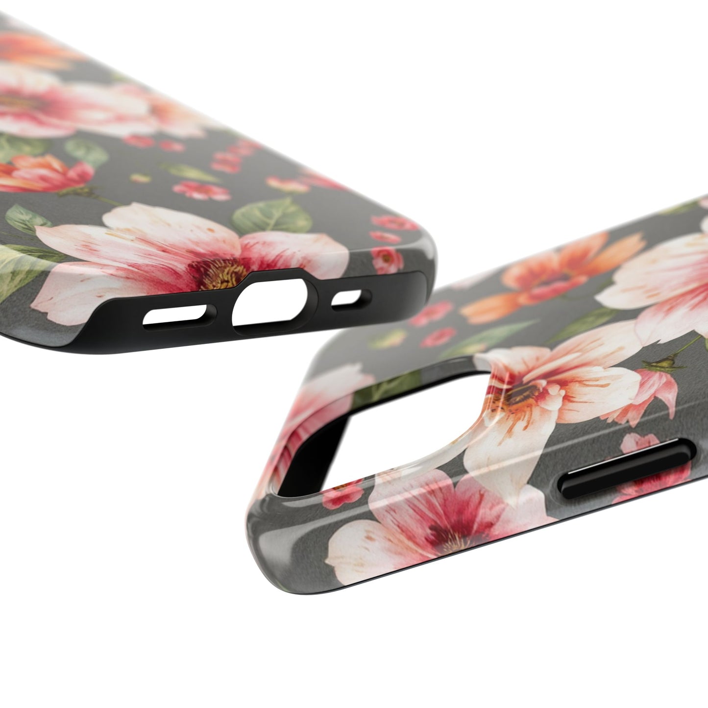 Floral Pink Tough Phone Case - Stylish & Durable Floral Design - for iPhone
