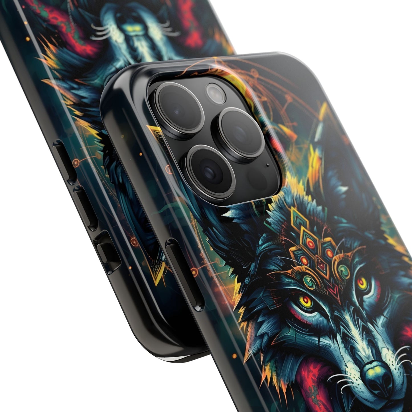 Vibrant Mystical Wolf Art Tough Phone Case - Durable & Unique Design for Animal Lovers - for iPhone