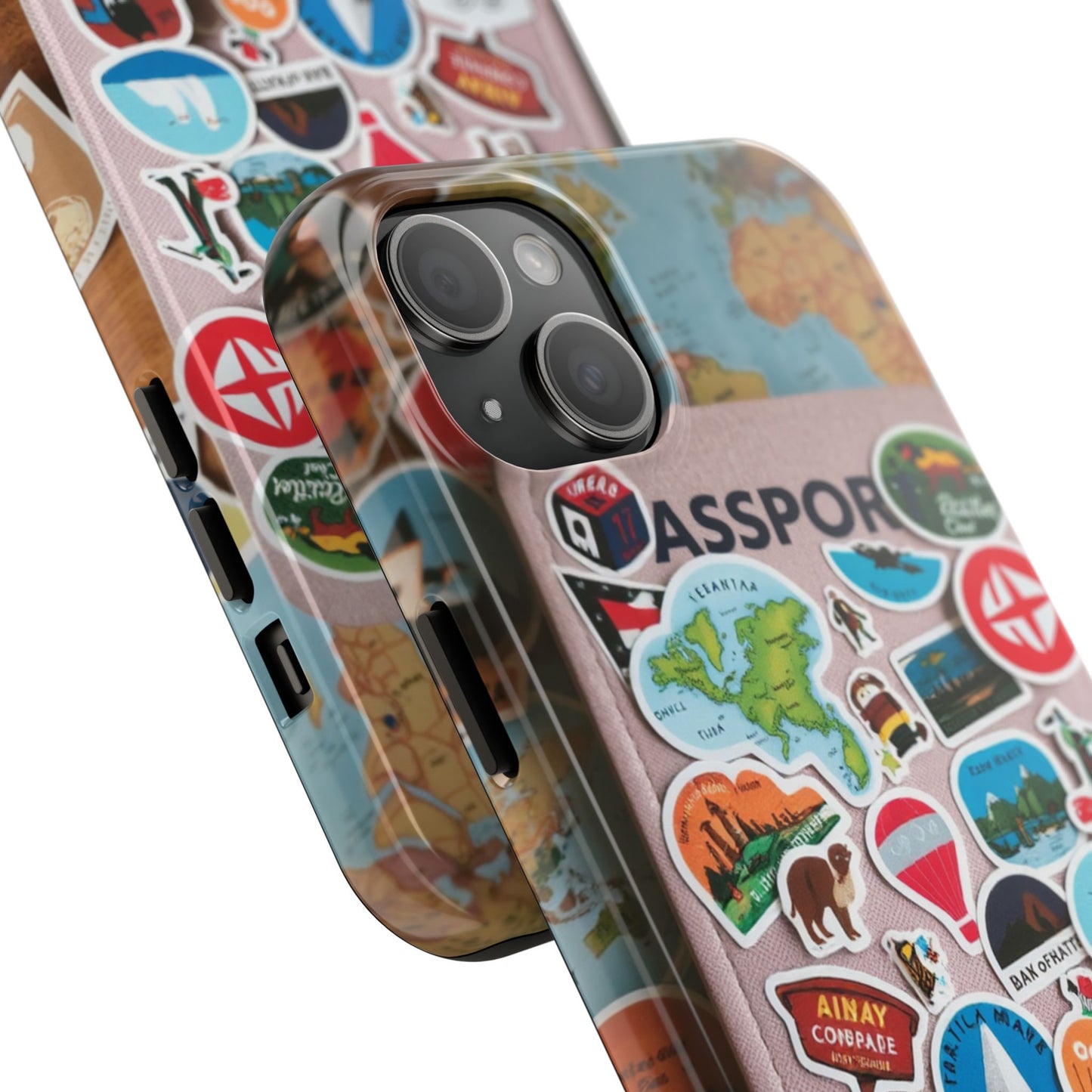 Adventure Stickers Phone Case - Tough Protection for Travel Lovers