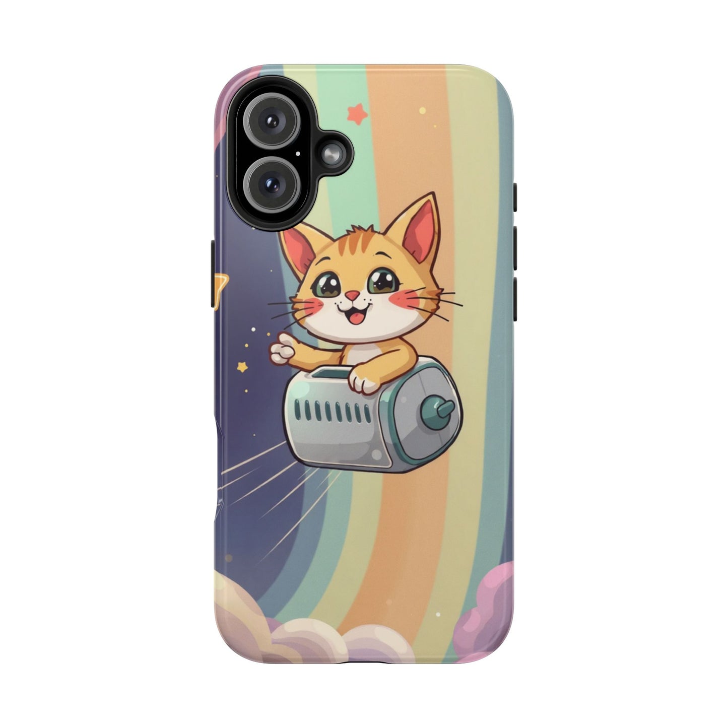 Cute Cat Rocket Phone Case - Vibrant and Playful Tough Case