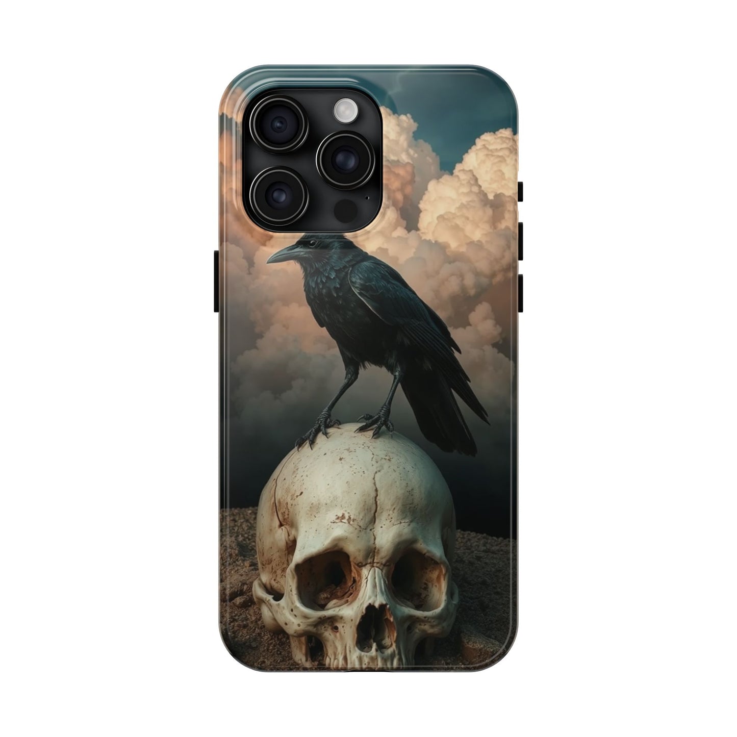 Gothic Raven Skull Tough Phone Case - Unique Protective Cover for Halloween Lovers