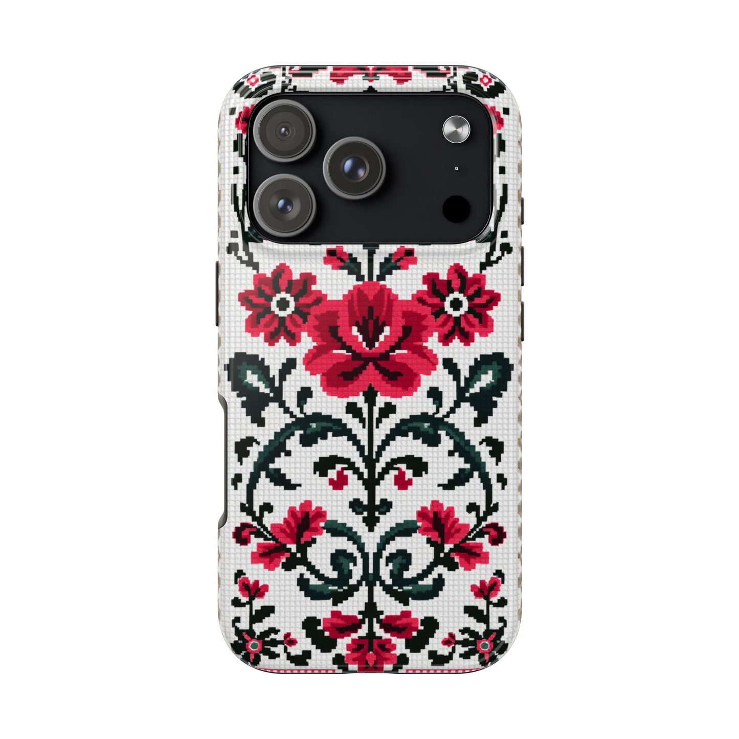 Traditional Floral Knit Tough Phone Cases - Durable Protection with Vintage Style - for iPhone