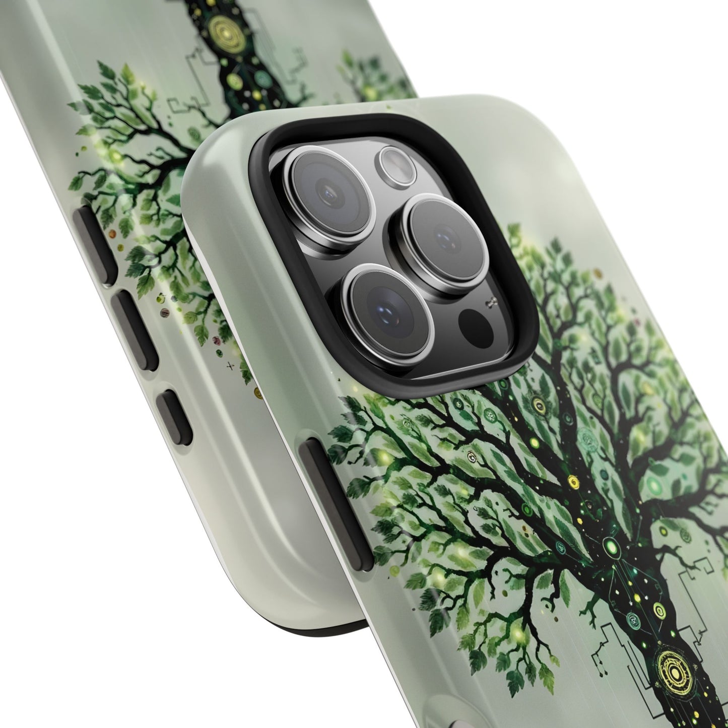 Nature-Inspired Tough Phone Case with Tech Tree Design - for iPhone