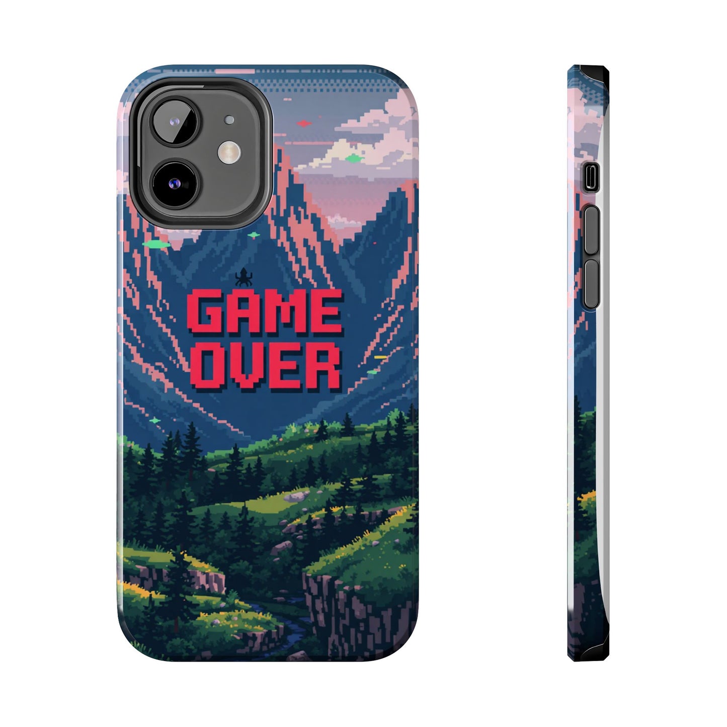 Pixel Art Tough Phone Case - 'Game Over' Design for Gamers
