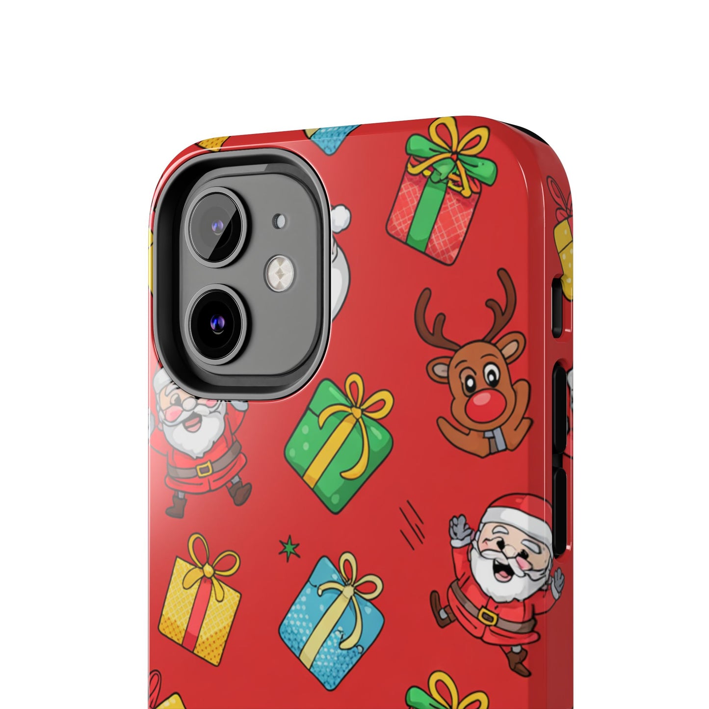 Festive Santa and Reindeer Tough Phone Case - Christmas Holiday Design
