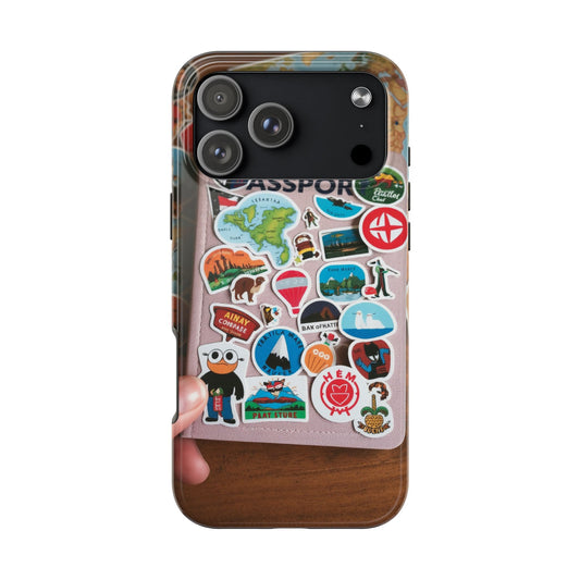 Adventure Stickers Phone Case - Tough Protection for Travel Lovers