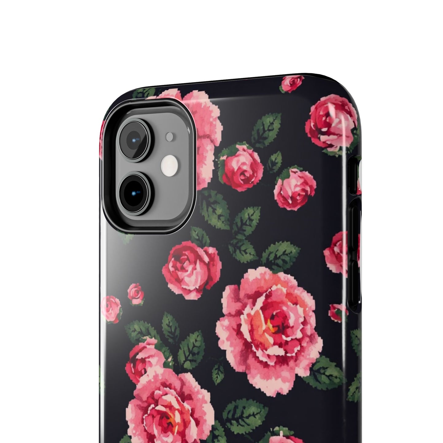 Pixelated Floral Tough Phone Case - Elegant Rose Design for Protection & Style - for iPhone