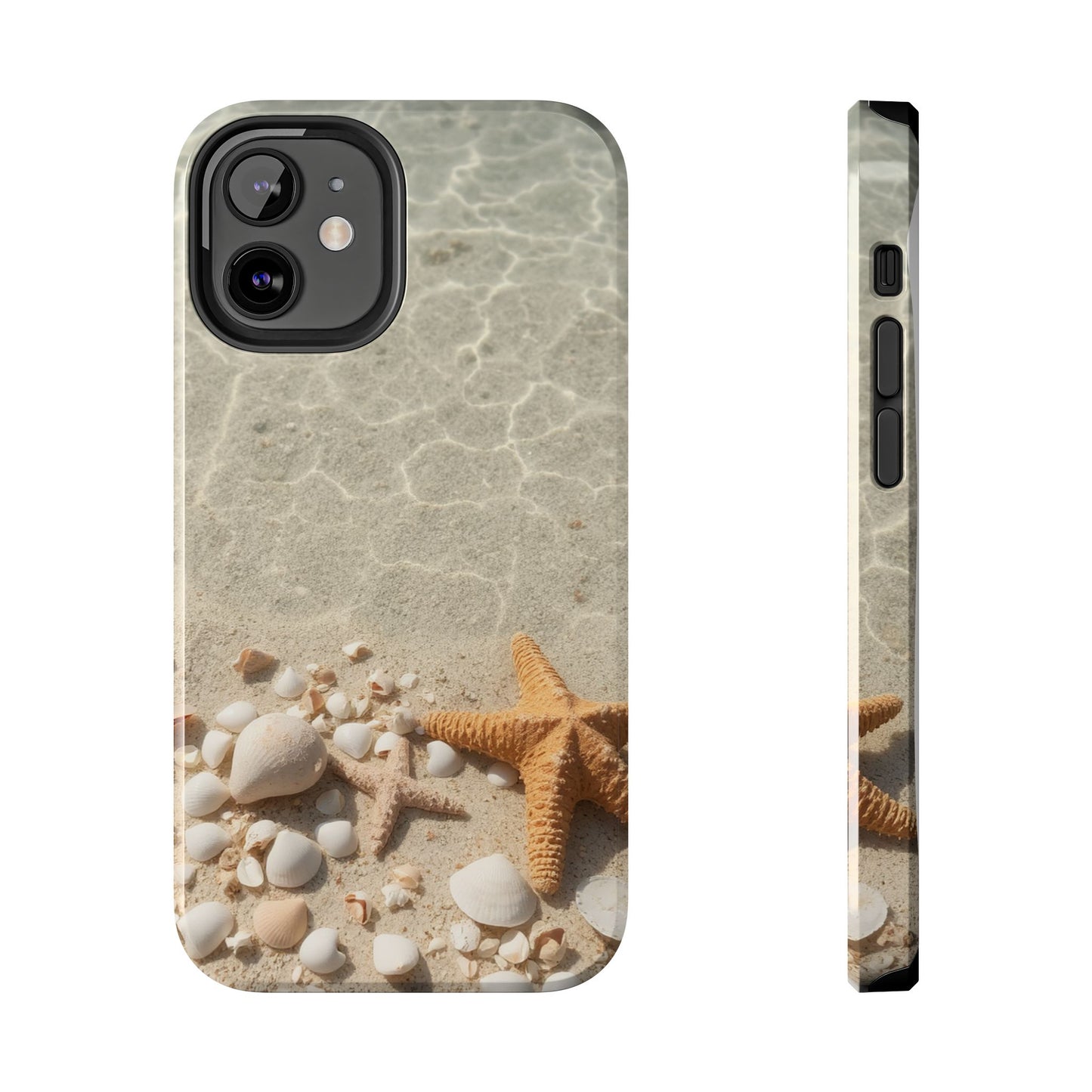 Beach-Inspired Tough Phone Case with Starfish and Seashell Design