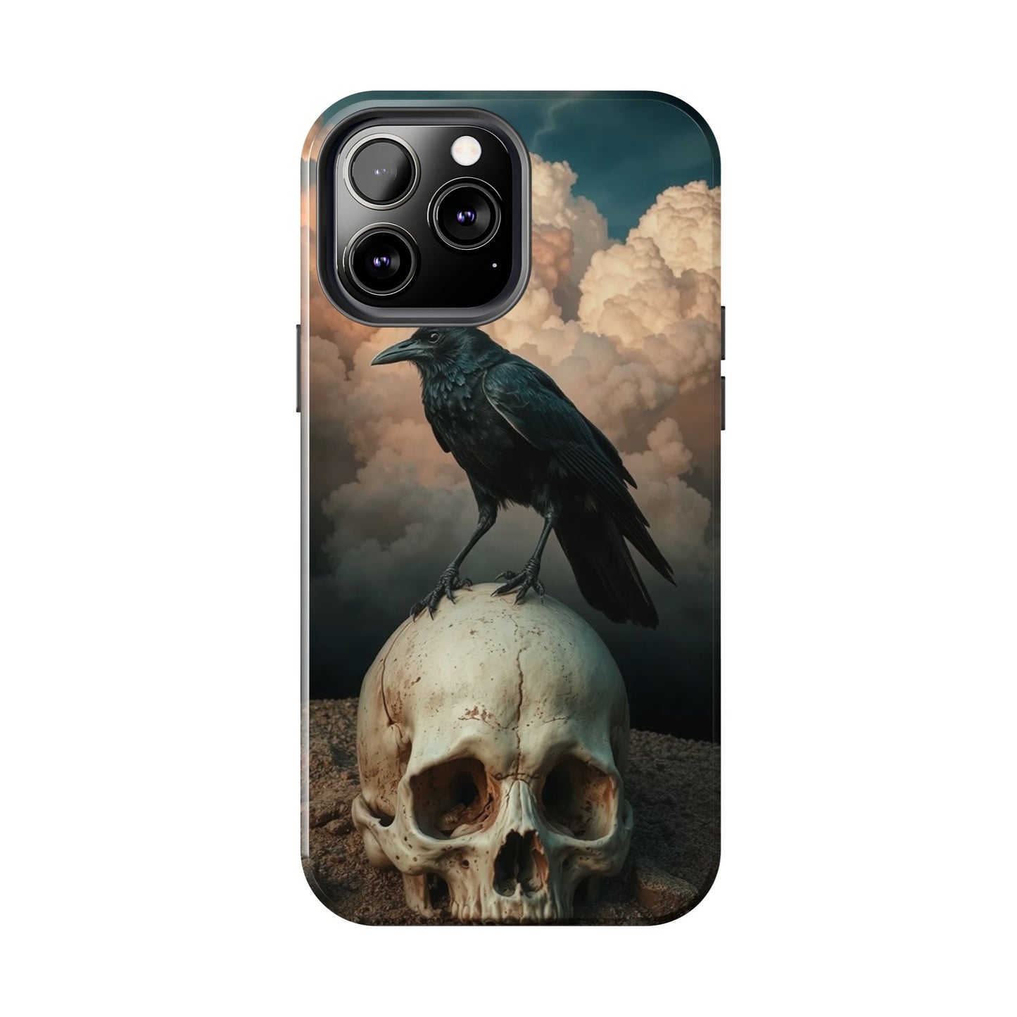 Gothic Raven Skull Tough Phone Case - Unique Protective Cover for Halloween Lovers