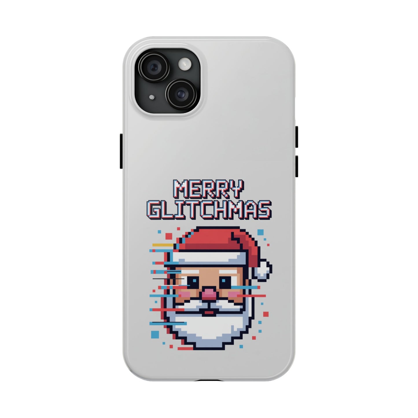 Merry Glitchmas Phone Case - Christmas Pixel Art Design for iPhone
