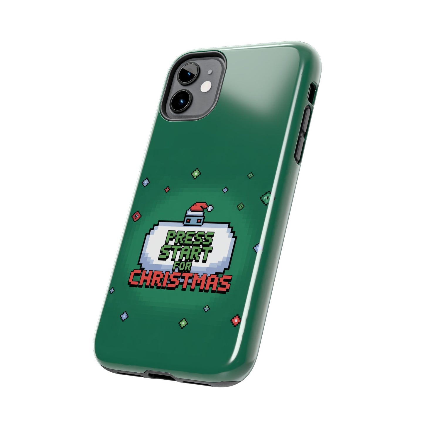 Christmas Pixel Gaming Phone Case - Press Start for Christmas Design