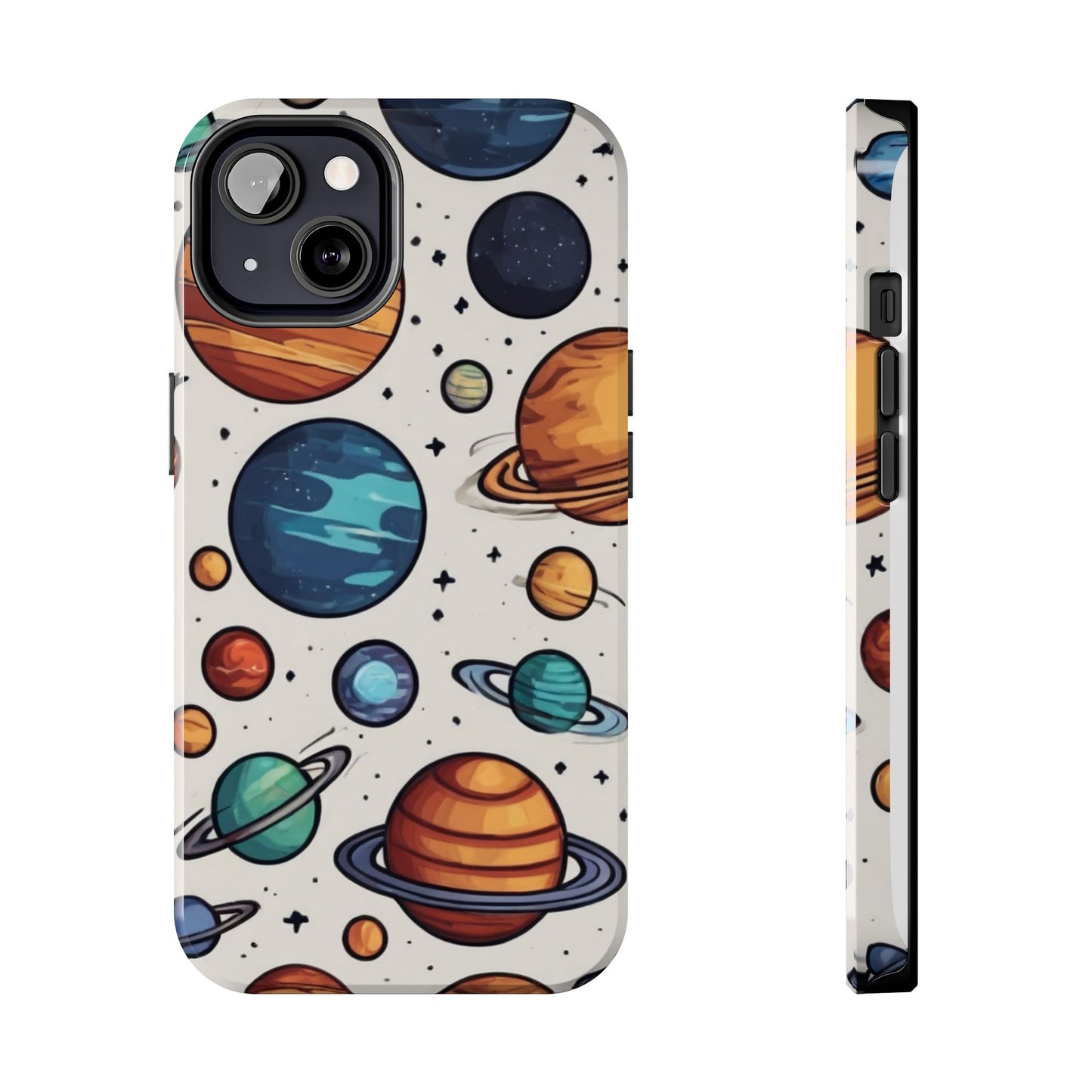 Cosmic Galaxy Tough Phone Case - Planetary Cartoon Design - for iPhone