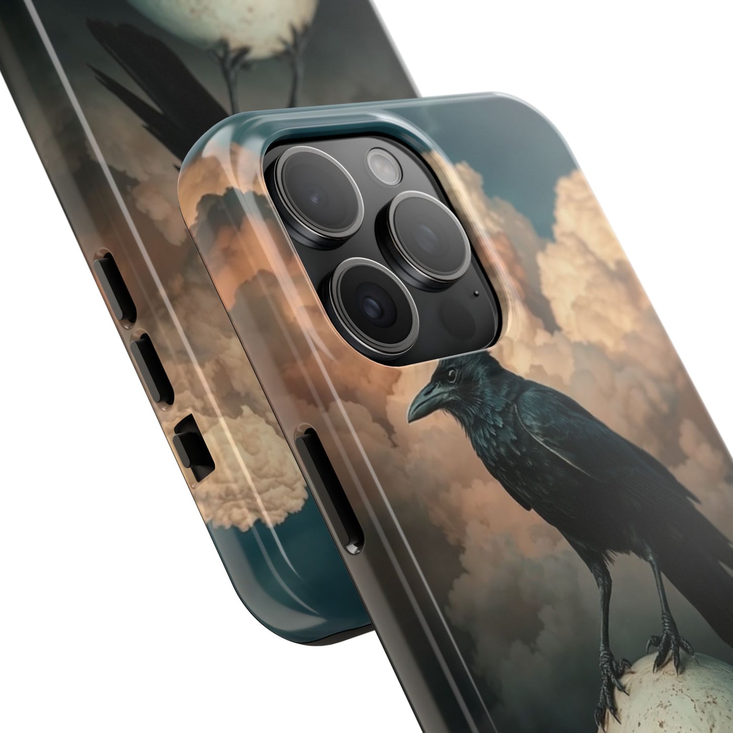 Gothic Raven Skull Tough Phone Case - Unique Protective Cover for Halloween Lovers