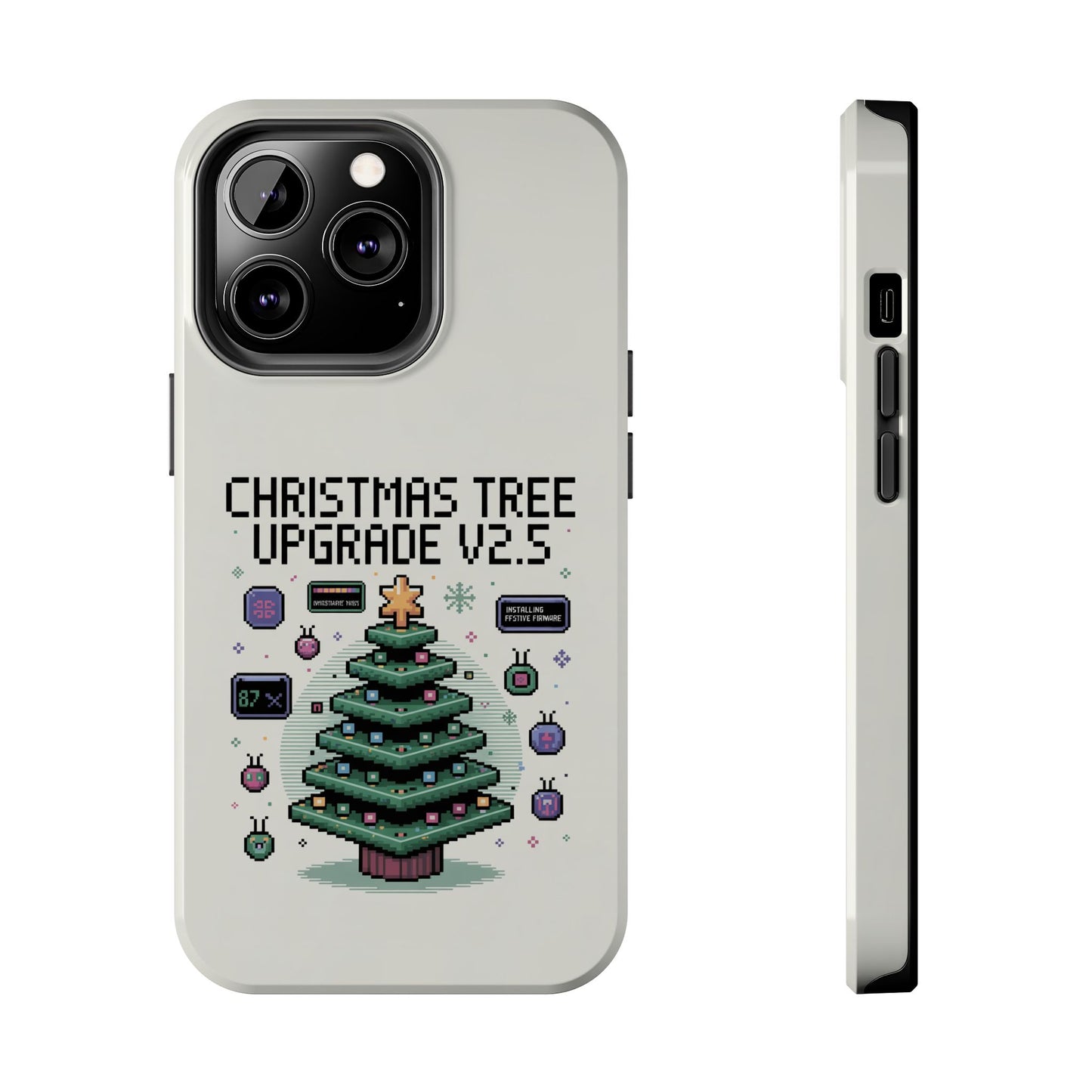 Christmas Tree Upgrade Tough iPhone Case - Pixel Art Design