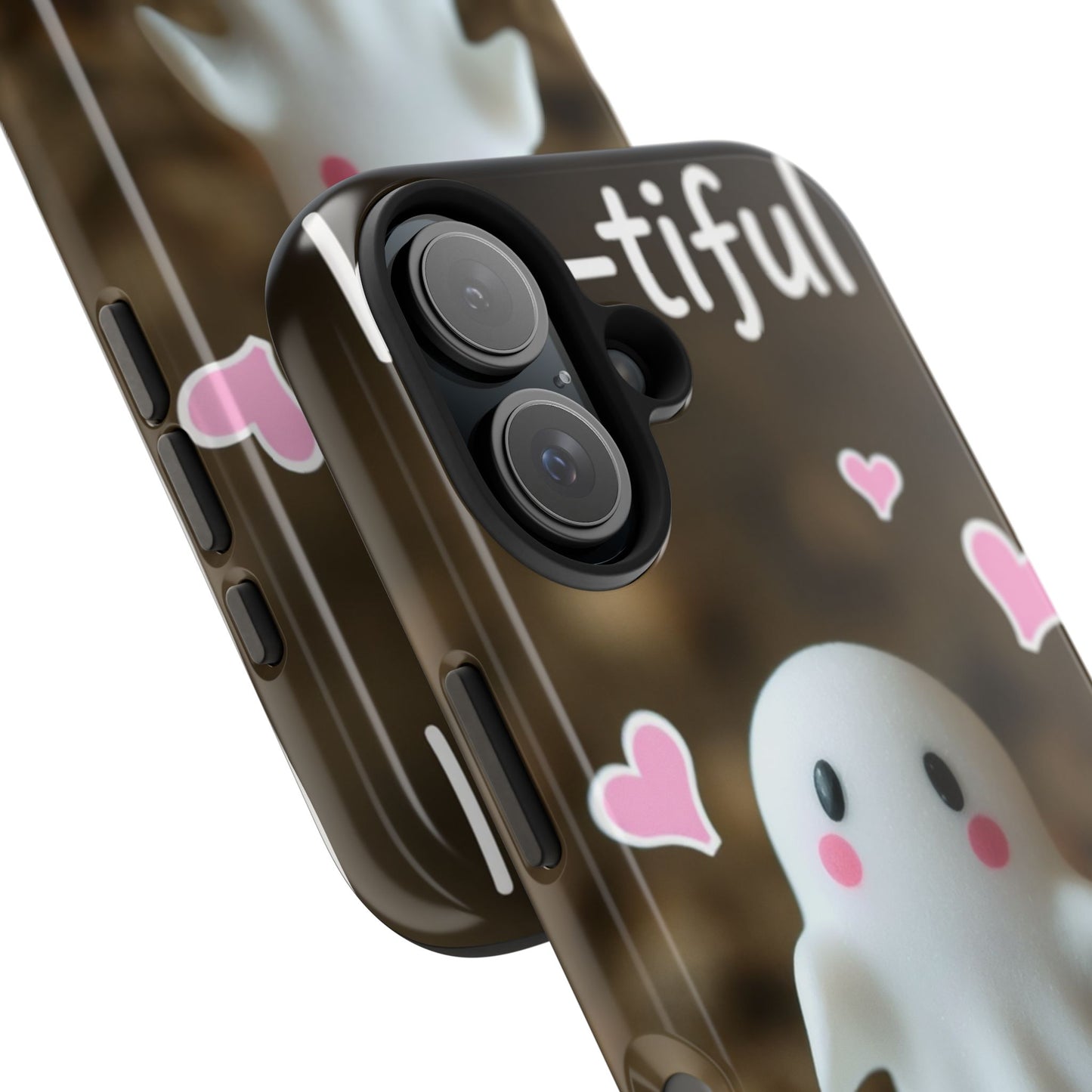 Cute Ghost Tough Phone Case - Beautiful Design with Heart Accents
