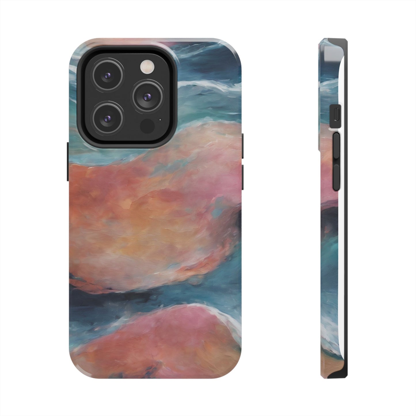 Artistic Painted Sea Tough Phone Case - Abstract Waves Design - for iPhone