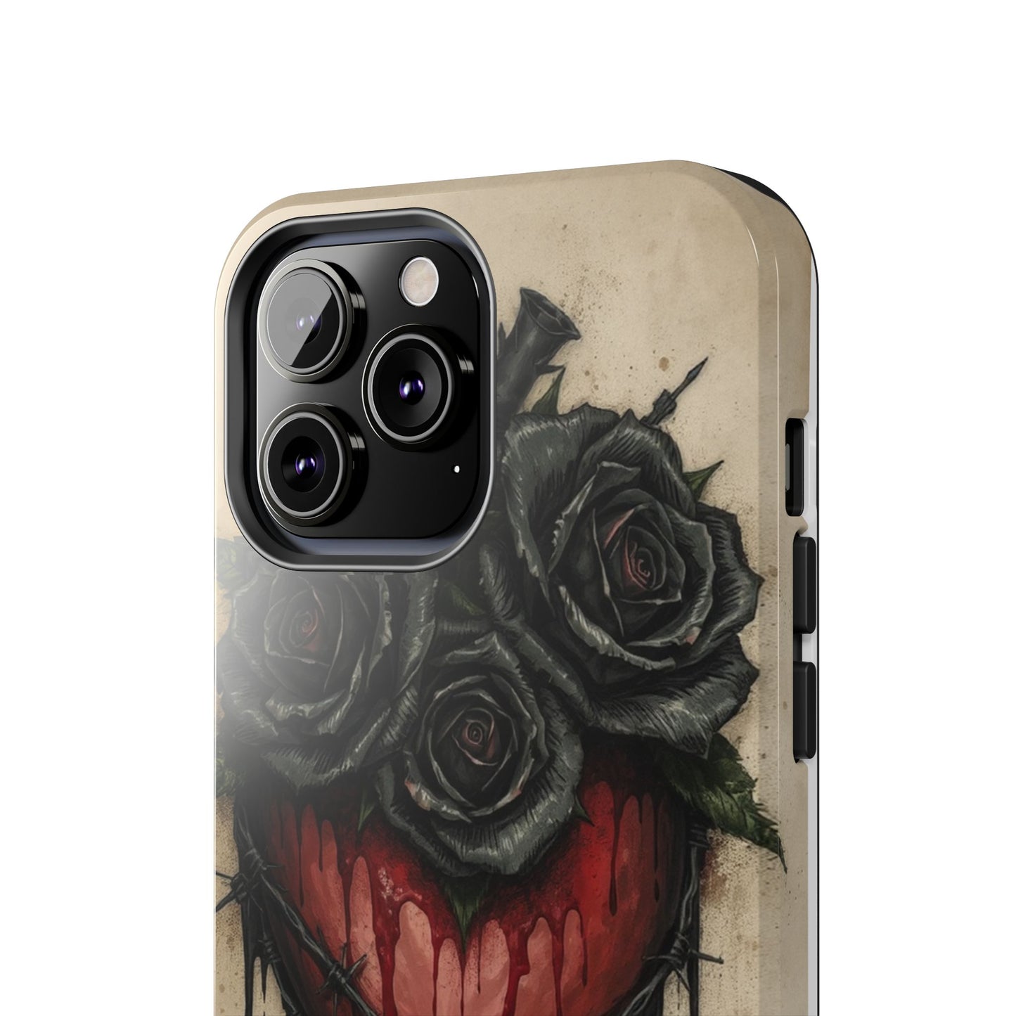 Gothic Heart Phone Case with Roses - Tough & Durable Design