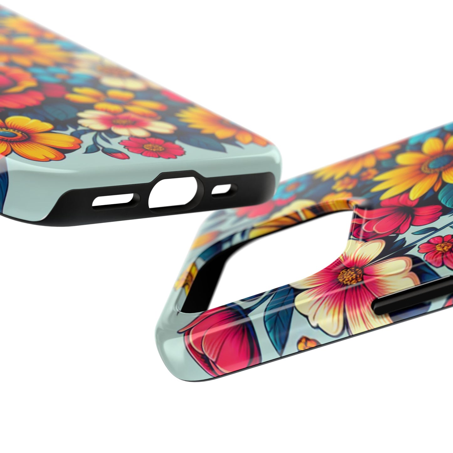 Vibrant Floral Tough Phone Case - Colorful Flower Design - for iPhone